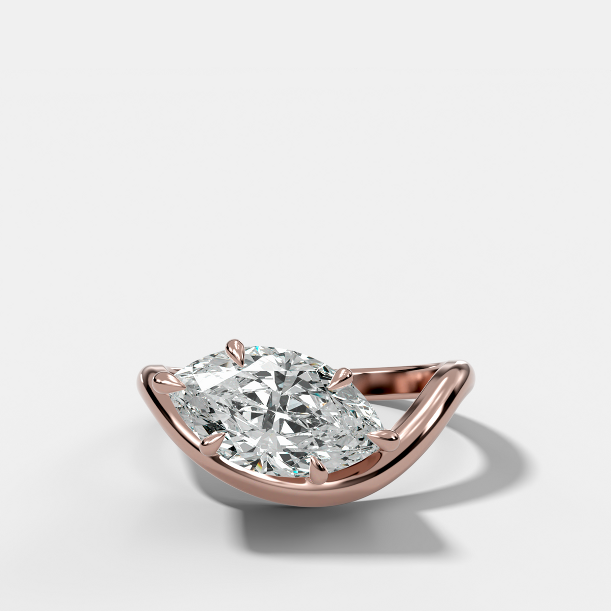 Contoured Engagement Ring with a Marquise Cut Diamond