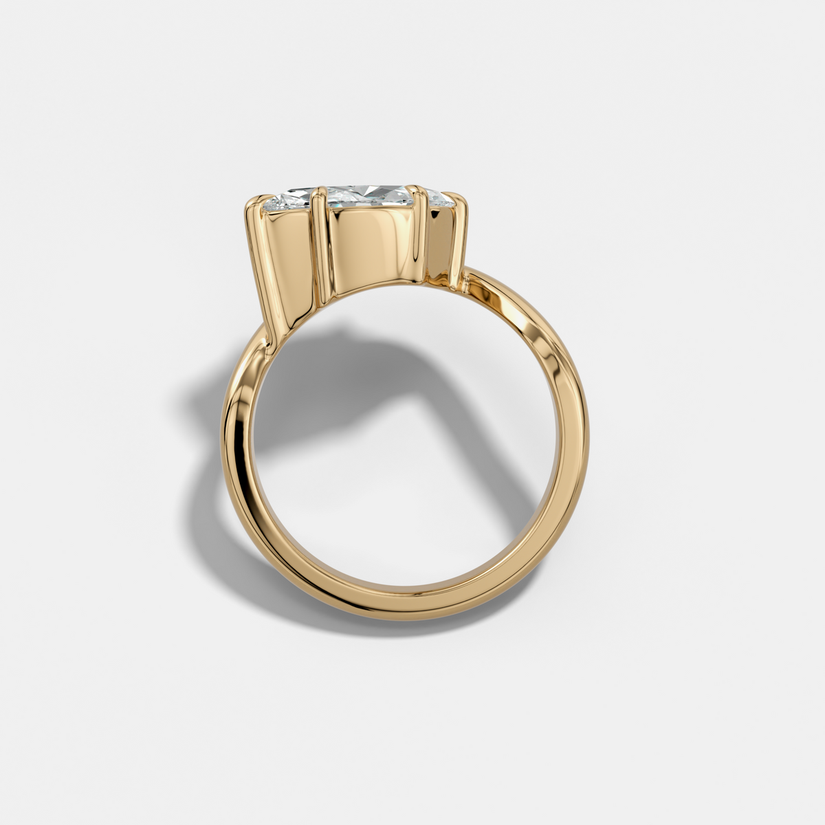 Contoured Engagement Ring with a Marquise Cut Diamond