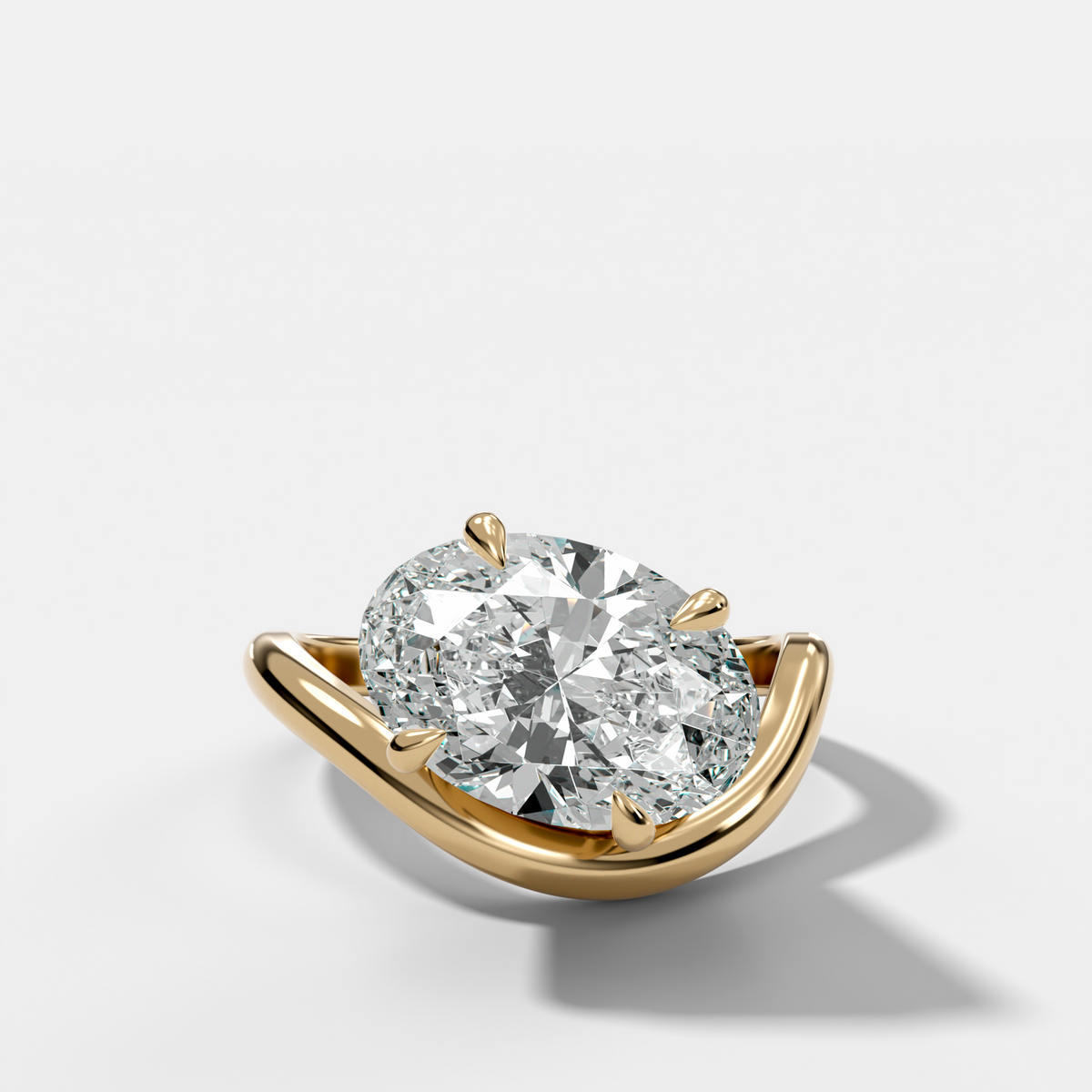 Contoured Engagement Ring with an Oval Cut Diamond
