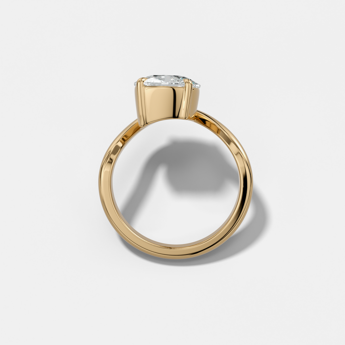 Contoured Engagement Ring with an Elongated Cushion Cut Diamond