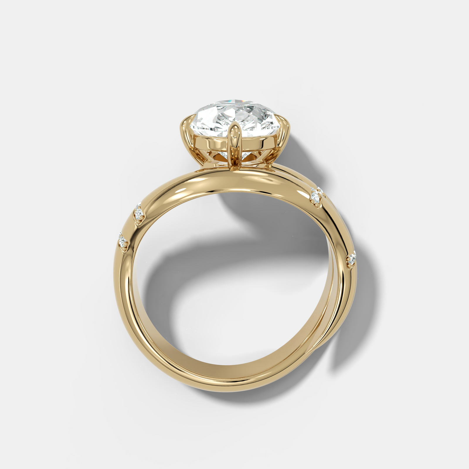 Pear Cut Diamond Contoured Pavé Wrap Engagement Ring