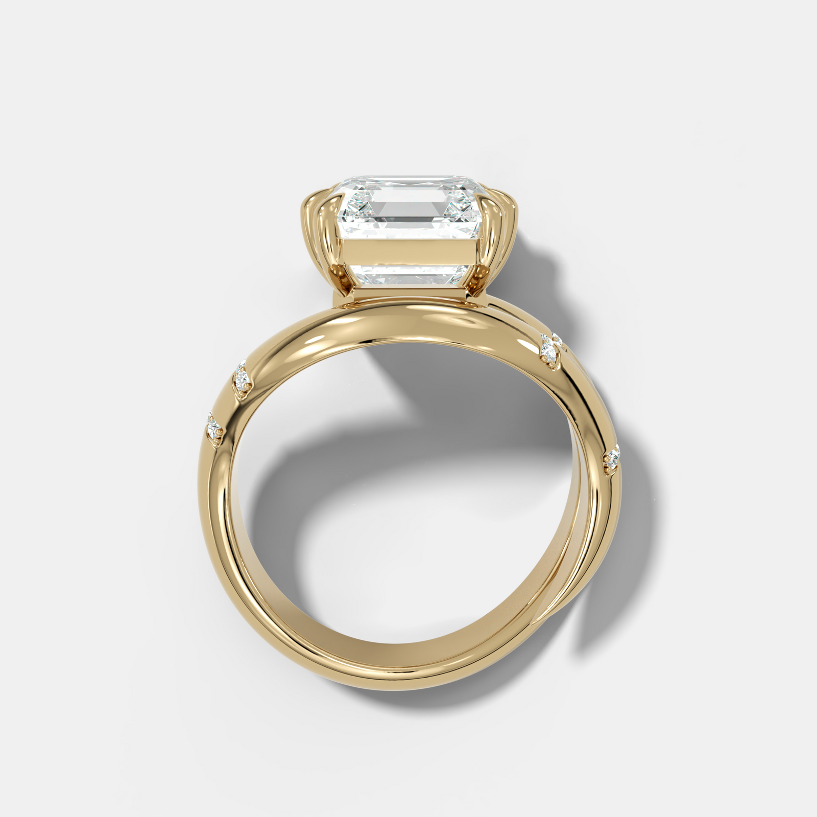 Asscher Cut Diamond Contoured Pavé Wrap Engagement Ring