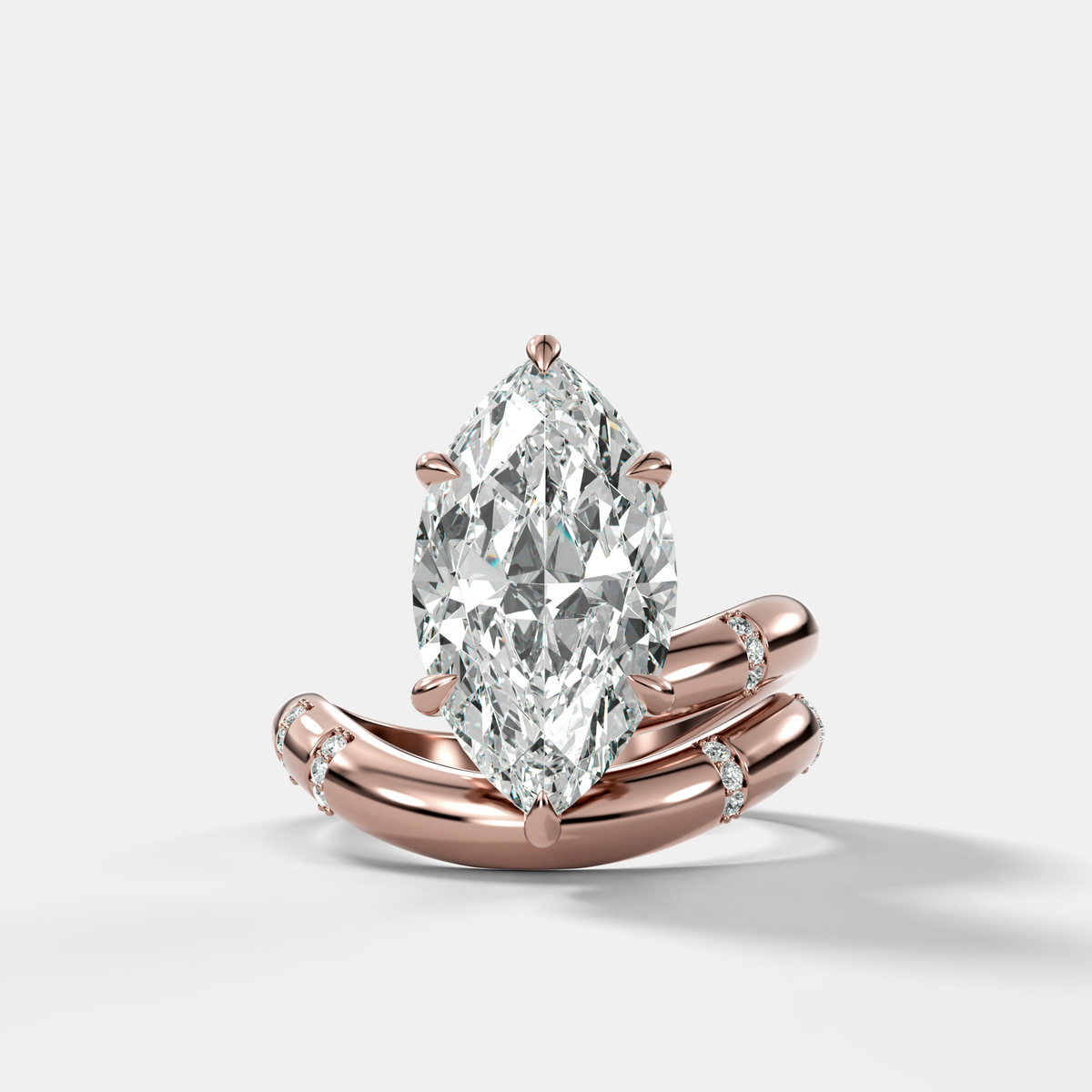 Marquise Cut Diamond Contoured Pavé Wrap Engagement Ring