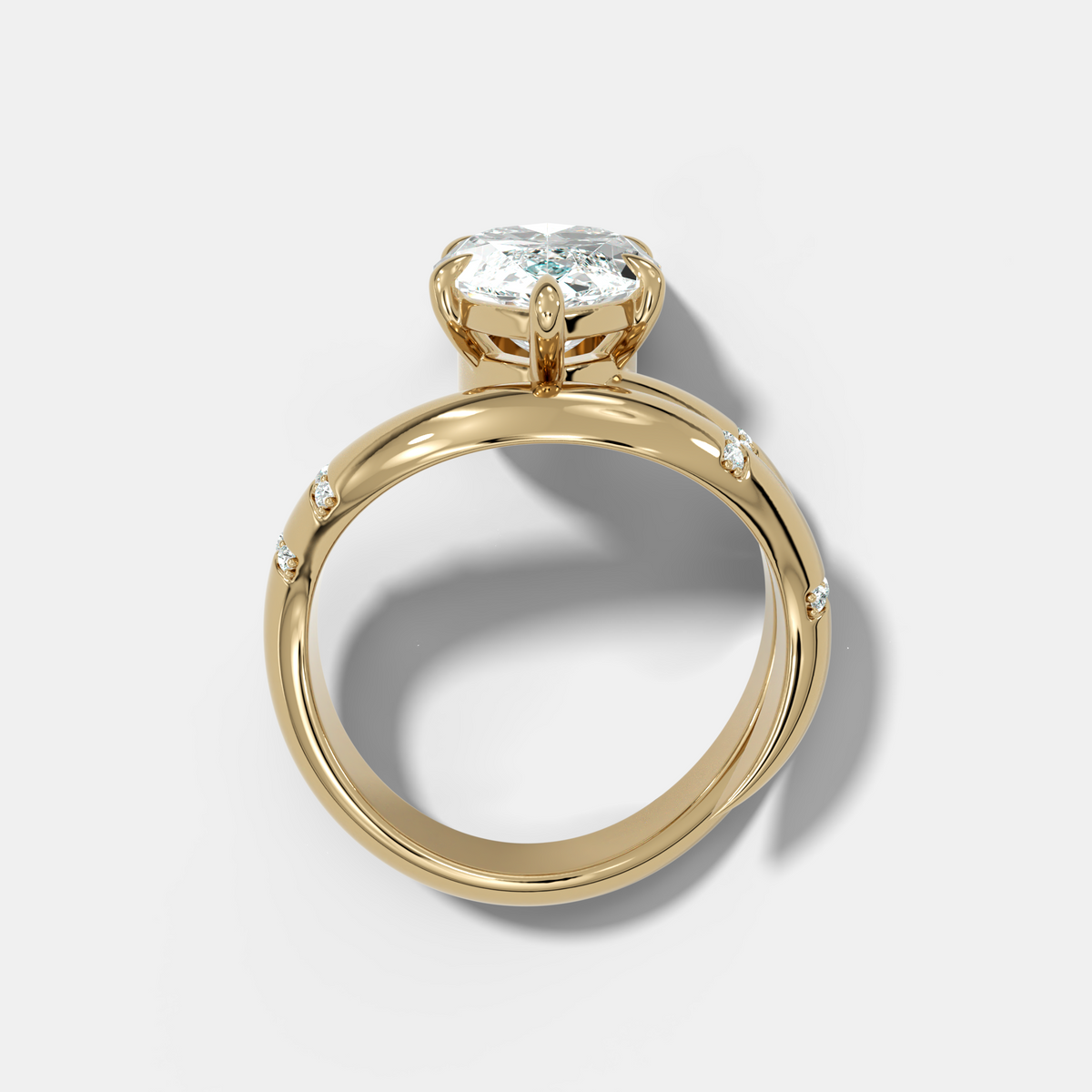 Marquise Cut Diamond Contoured Pavé Wrap Engagement Ring