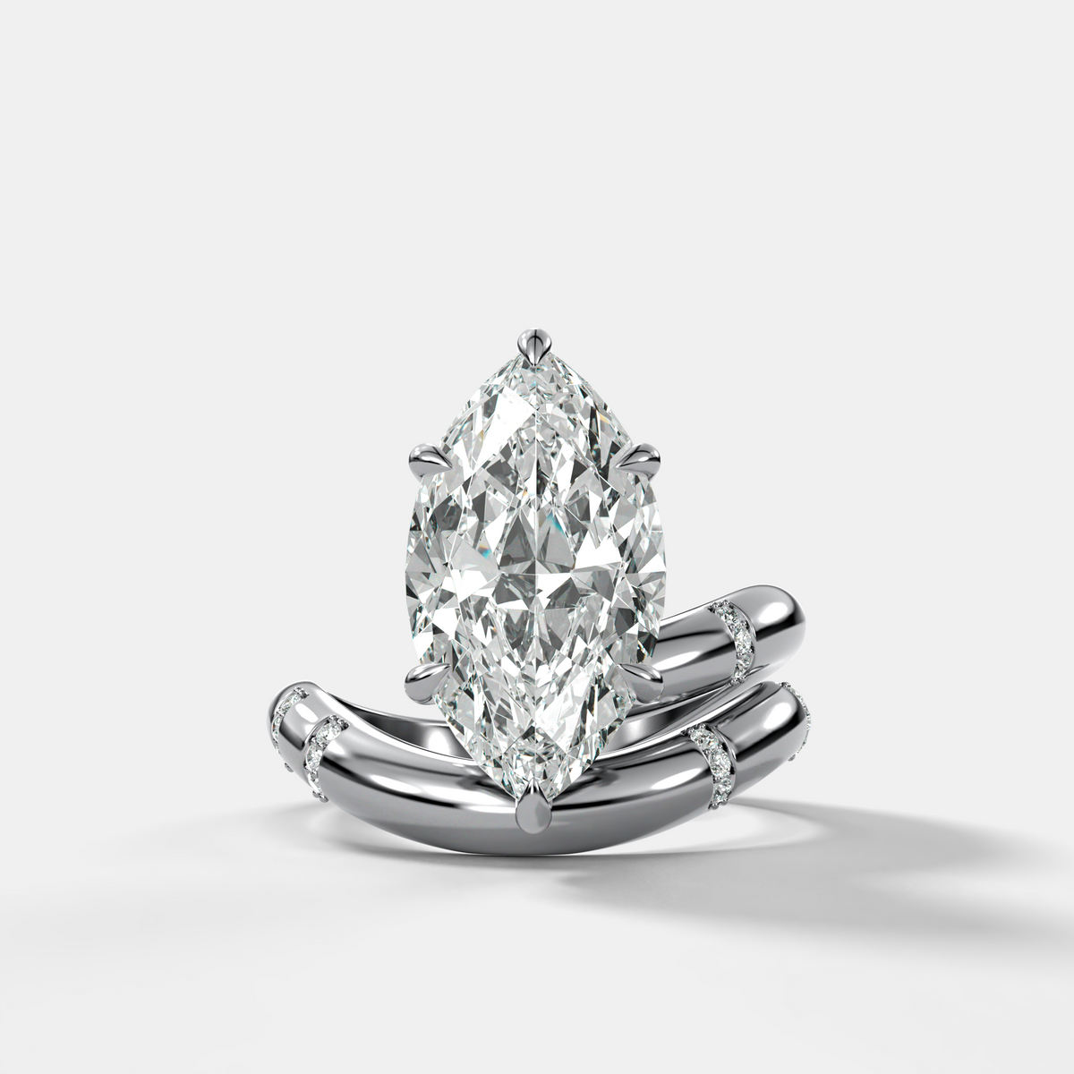Marquise Cut Diamond Contoured Pavé Wrap Engagement Ring