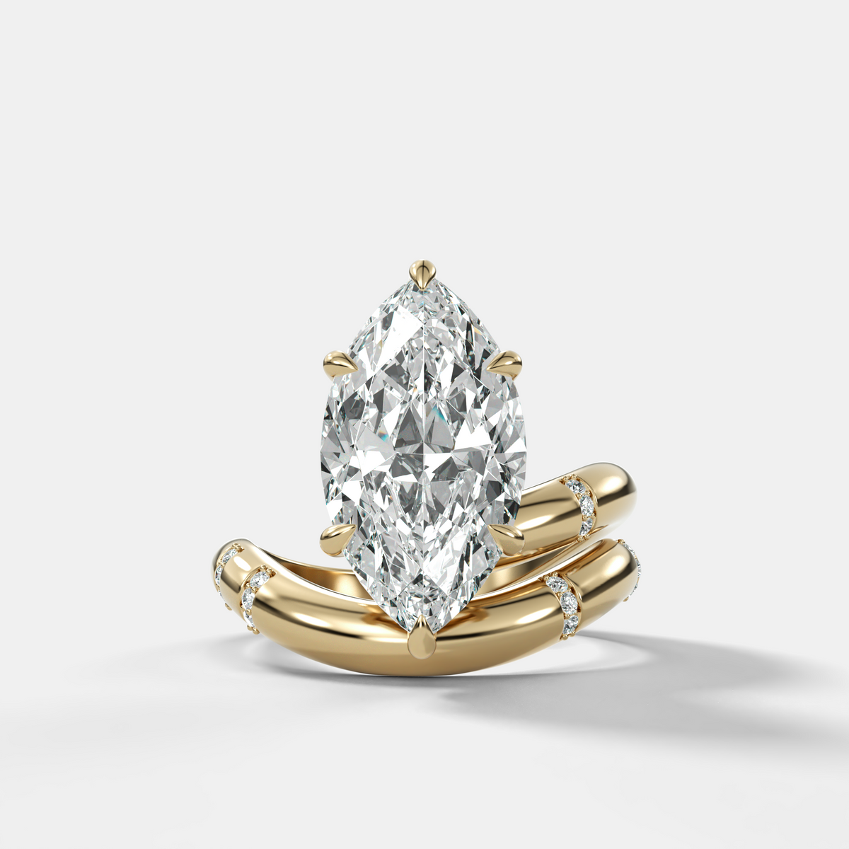 Marquise Cut Diamond Contoured Pavé Wrap Engagement Ring