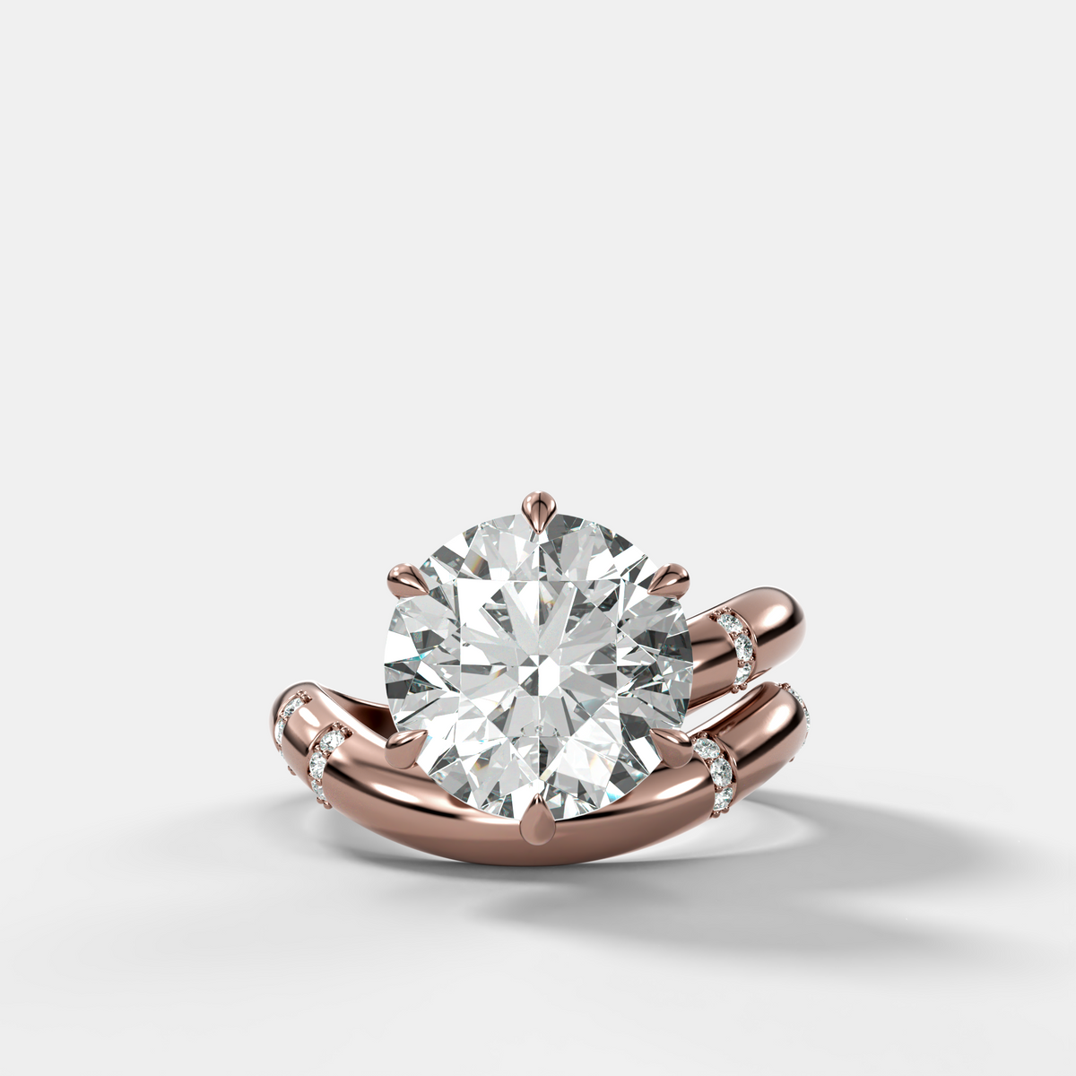 Round Cut Diamond Contoured Pavé Wrap Engagement Ring