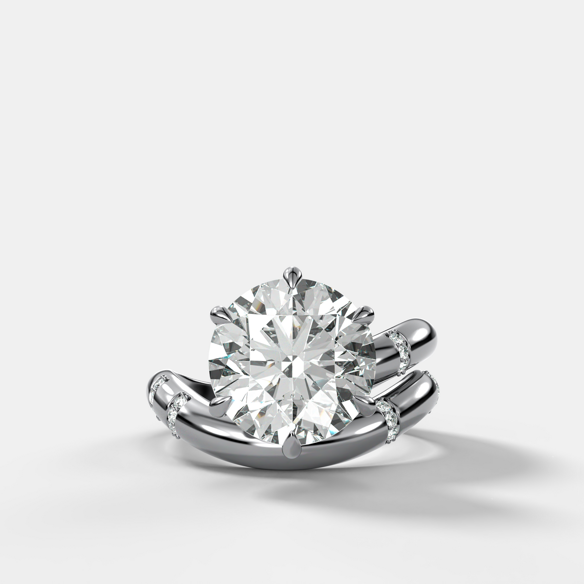 Round Cut Diamond Contoured Pavé Wrap Engagement Ring