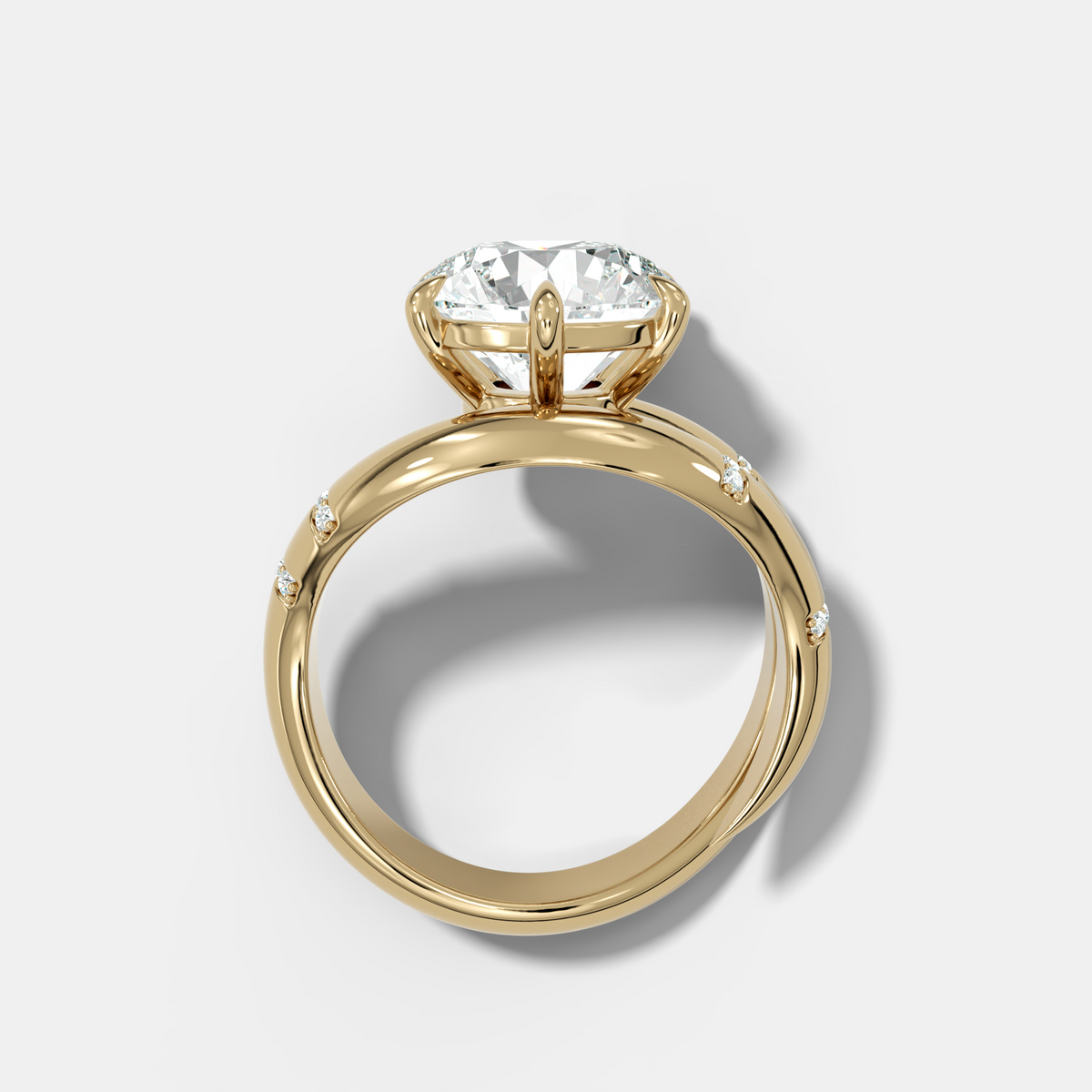 Round Cut Diamond Contoured Pavé Wrap Engagement Ring