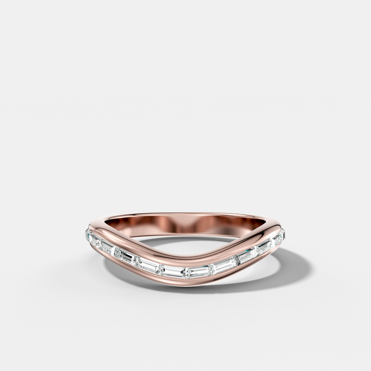 Contoured Channel Set Baguette Wedding Band