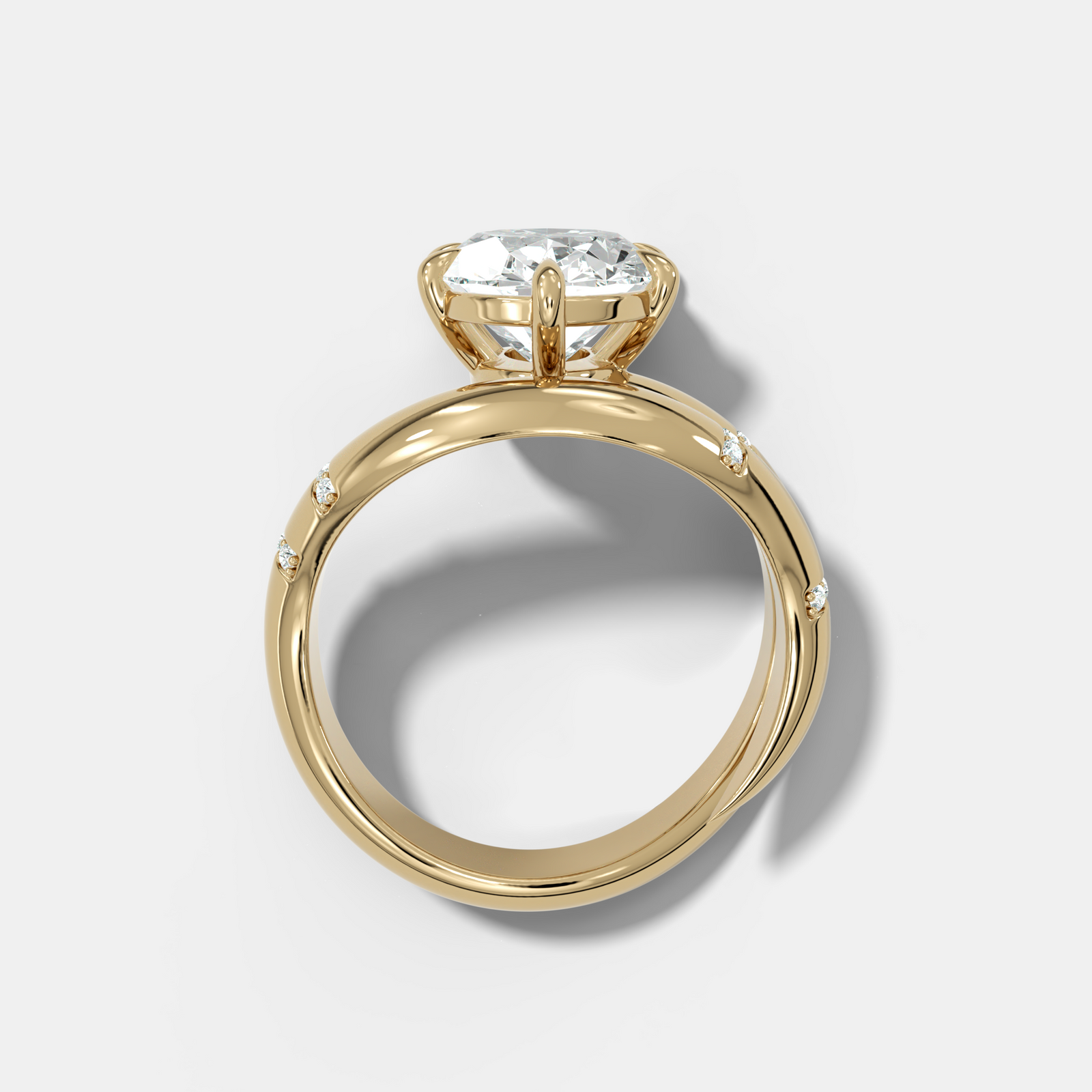 Oval Cut Diamond Contoured Pavé Wrap Engagement Ring