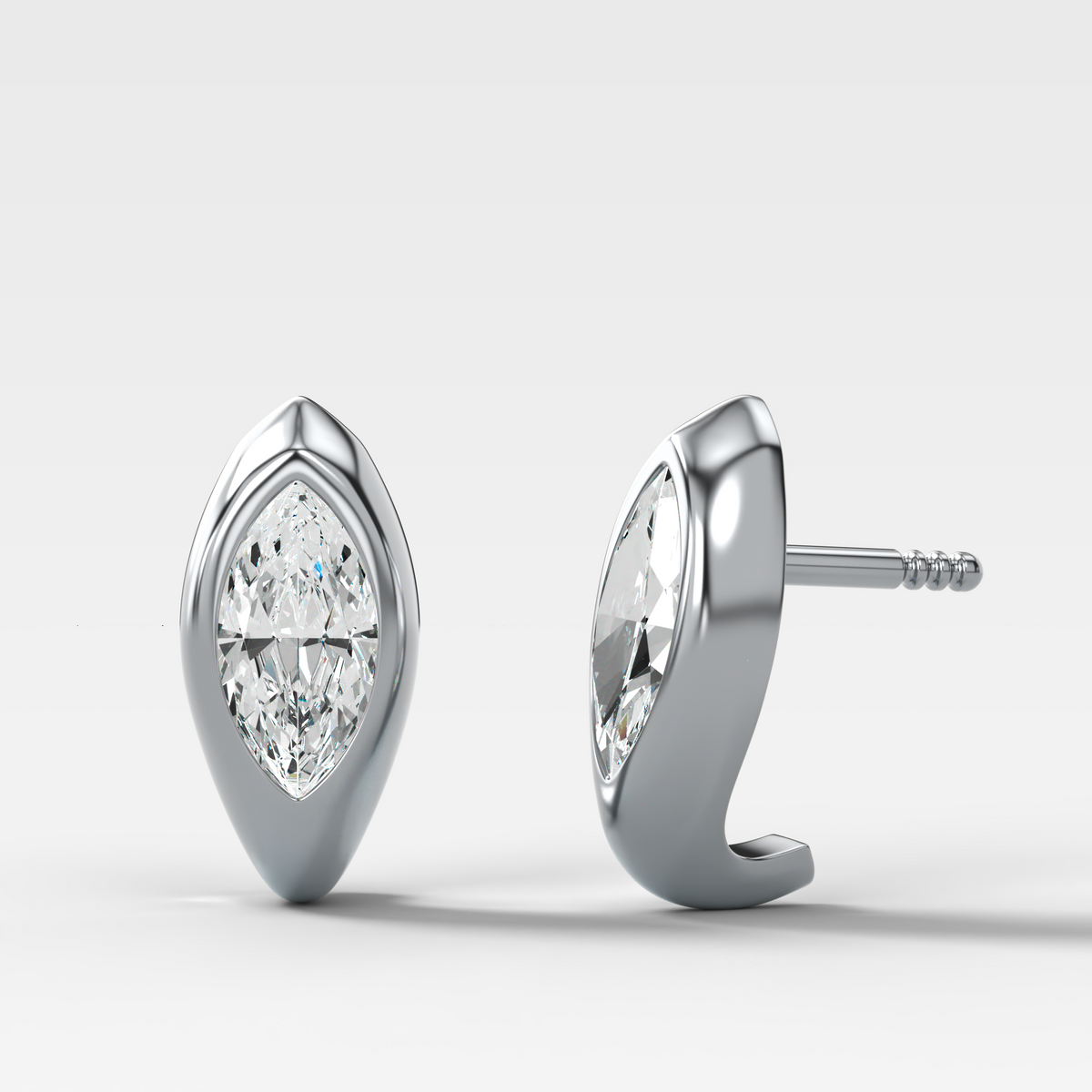 Sculpted Bezel Studs with Marquise Cut Diamonds