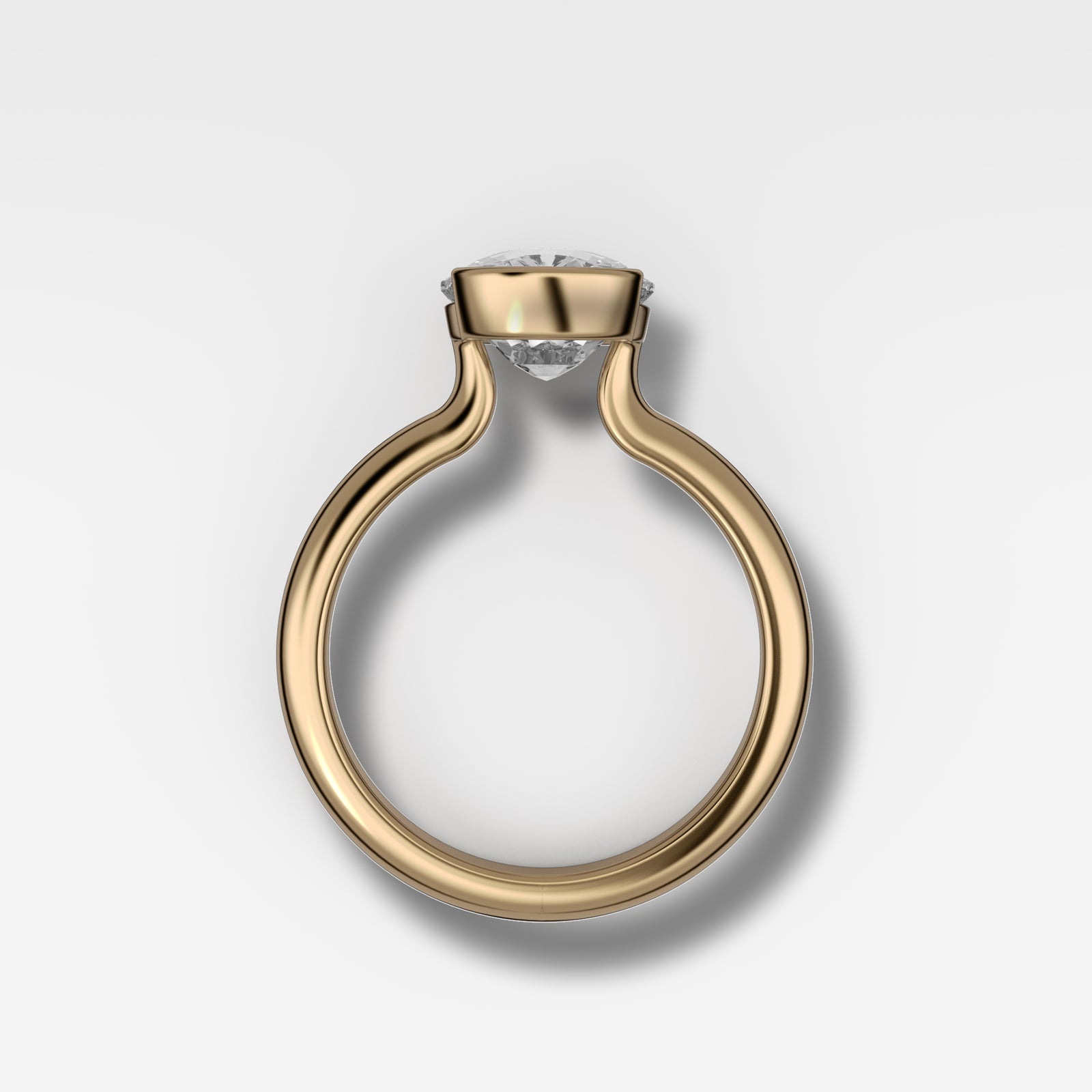 North South Half Bezel Solitaire Engagement Ring With Elongated Cushion Cut by Good Stone in Yellow Gold