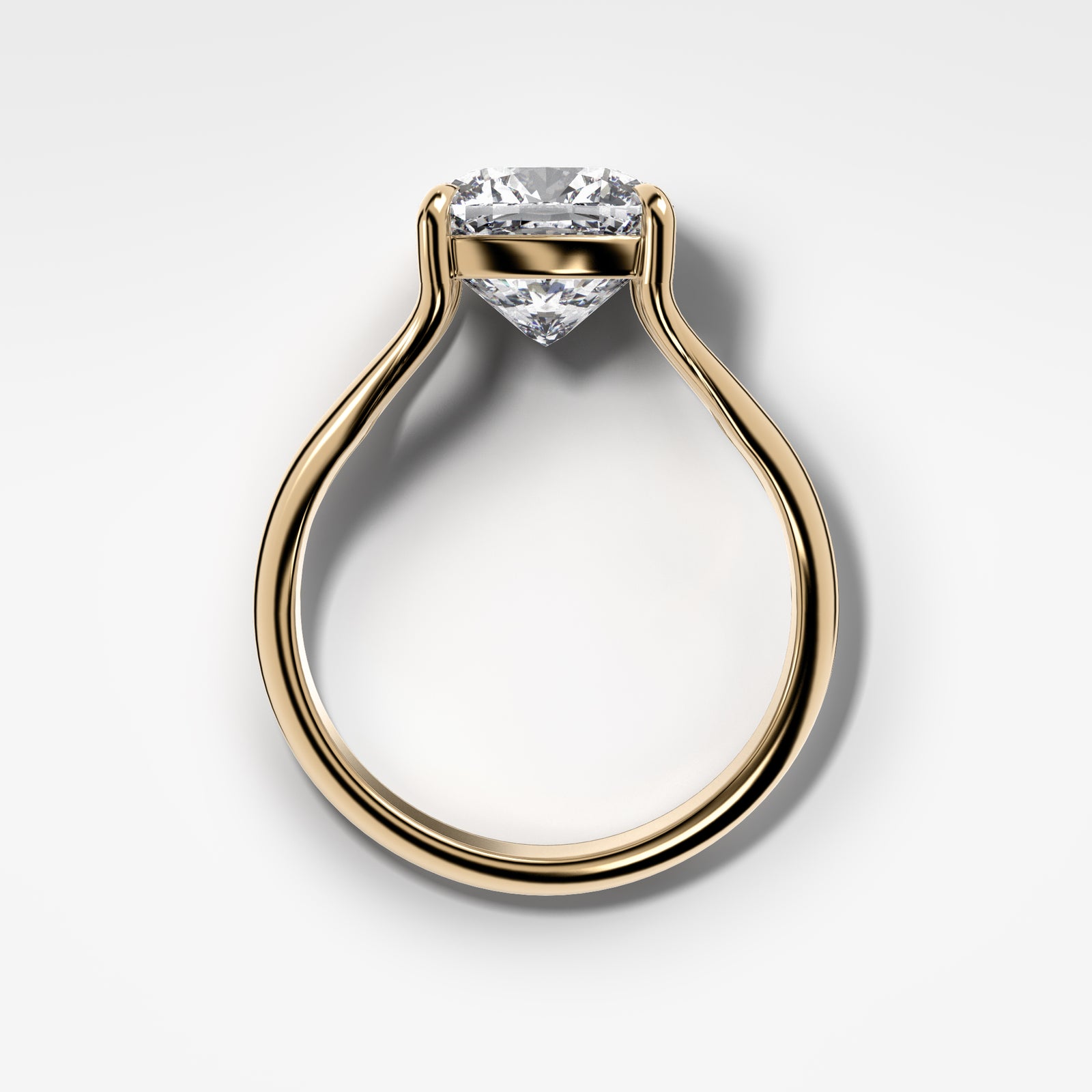 Split Shank Solitare with Cushion Cut Engagement Good Stone Inc Yellow Gold 14k 