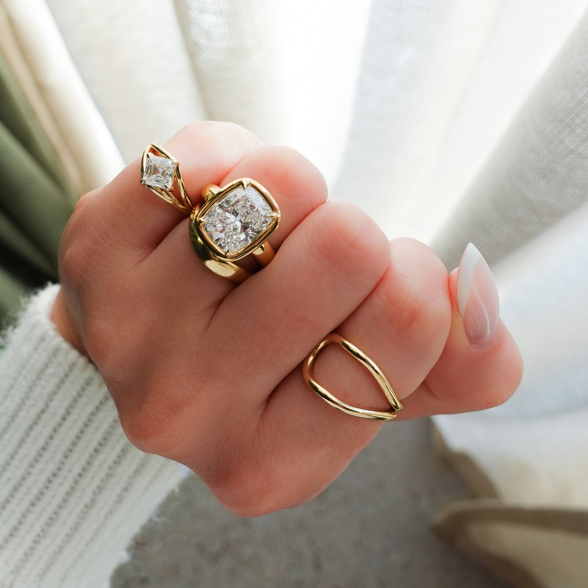 Split Shank Solitaire Engagement Ring with Tilted Lab Grown 1.04ct Asscher Cut Diamond