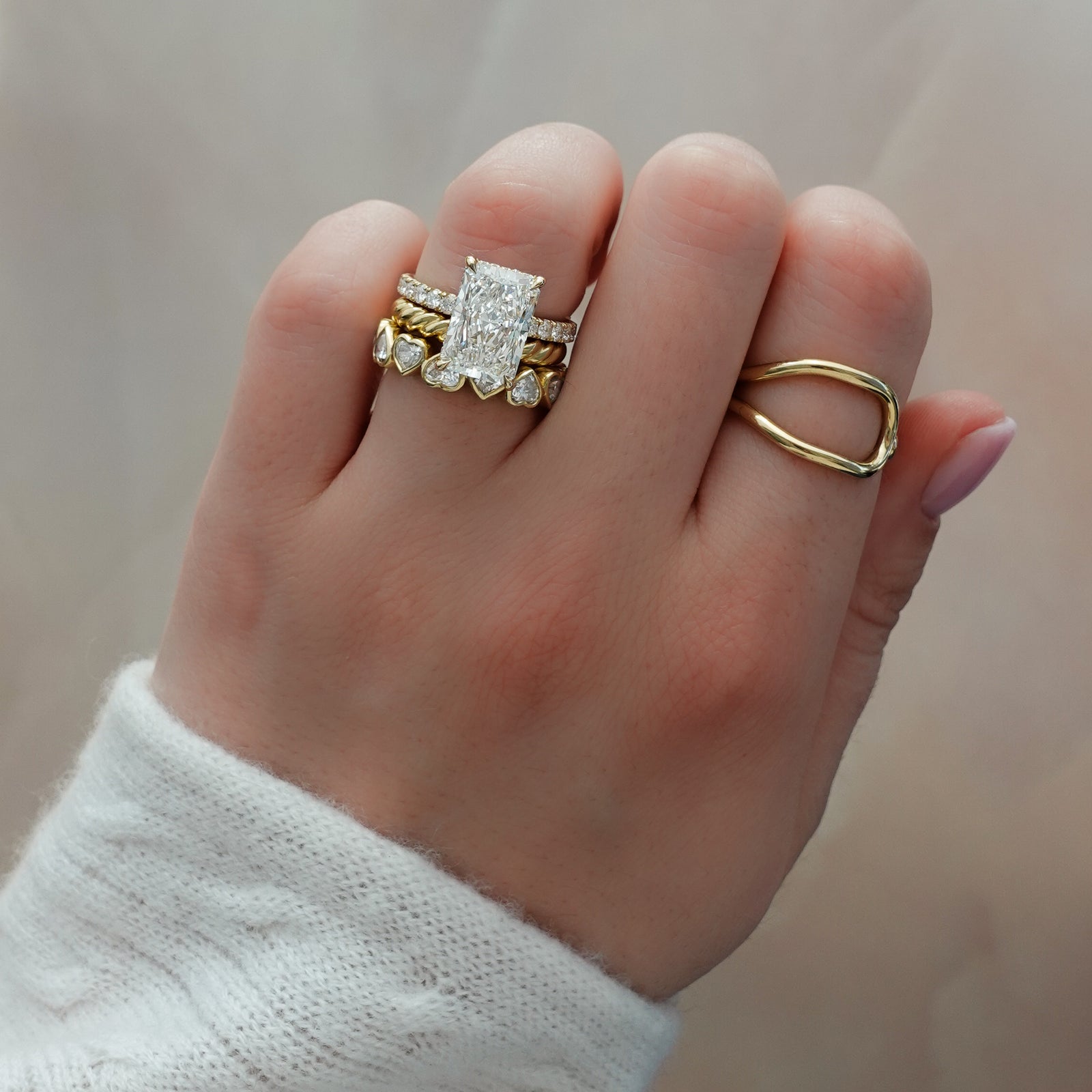 Zenith Ring With Radiant Cut by Good Stone in Yellow Gold