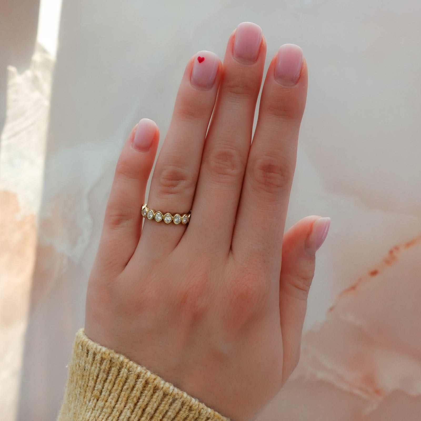 Baby Bezel Set Eternity Band With Oval Cuts in Yellow Gold by Good Stone