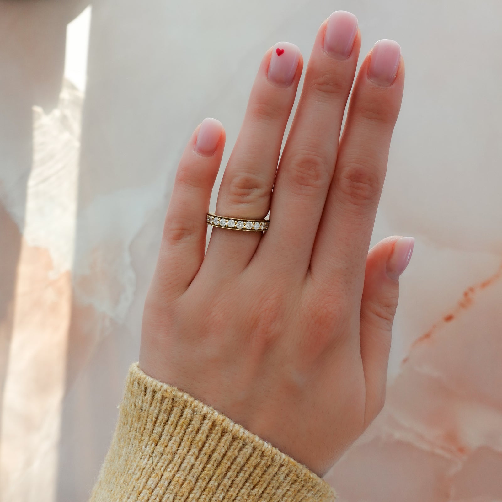 Jumbo Bead Set Band Band Good Stone Inc Yellow Gold 14k Natural