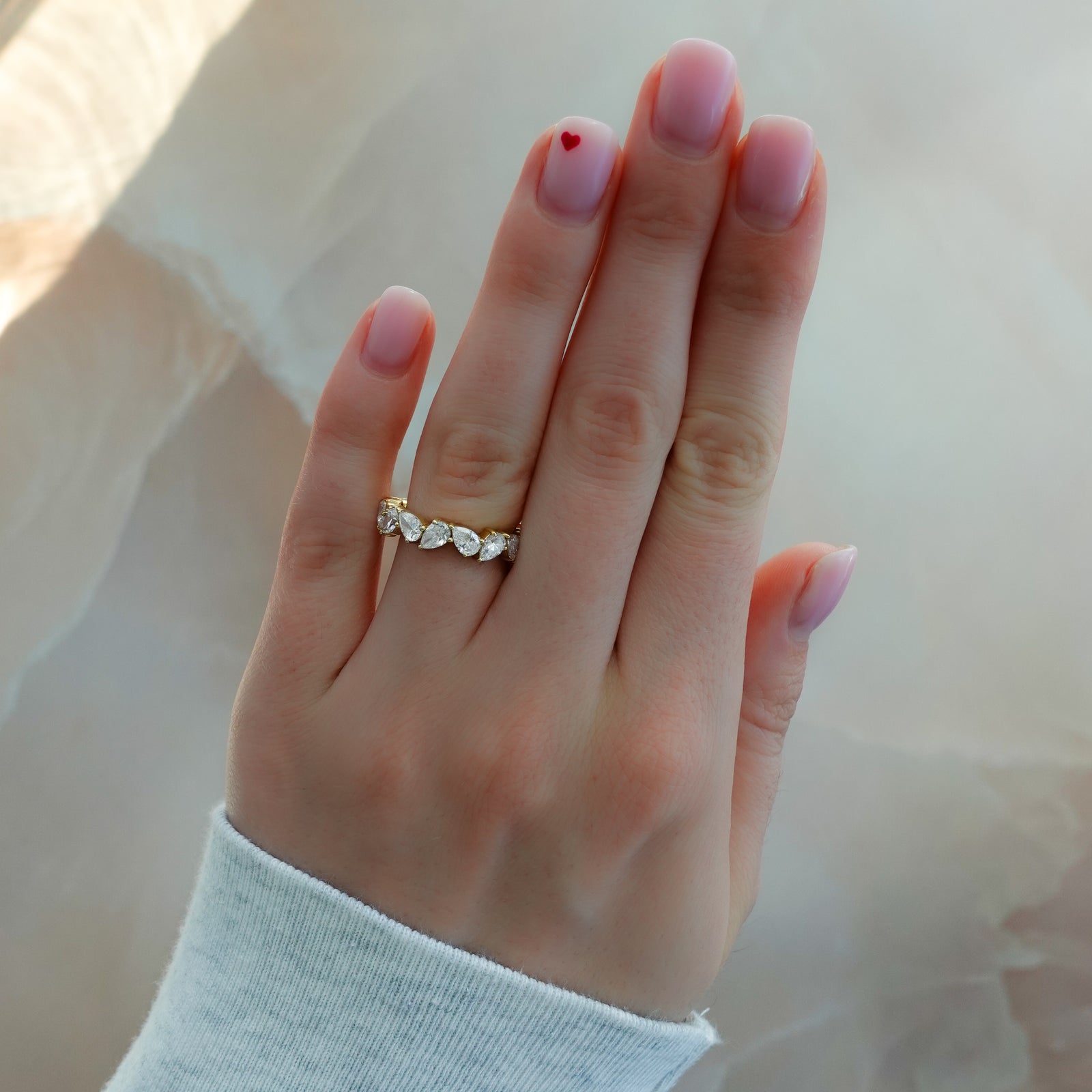 Claw Set Eternity Band With Pear Diamonds by Good Stone in Yellow Gold