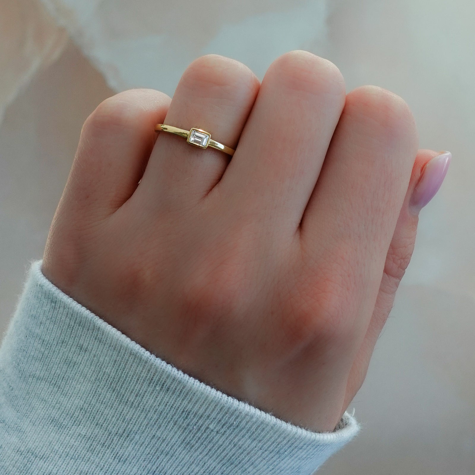 Lone Baguette Stacker by Good Stone in Yellow Gold