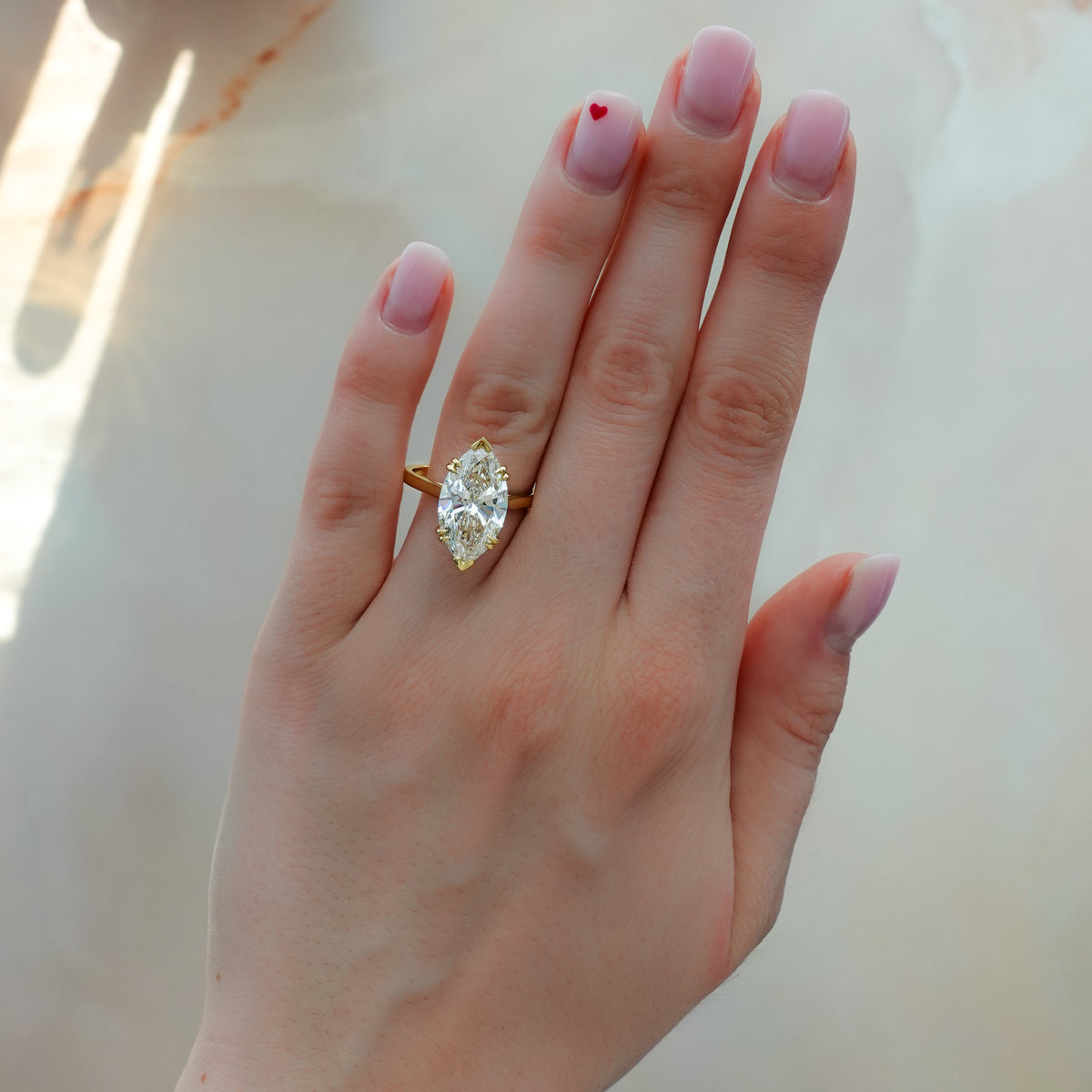 Signature Cathedral Solitaire Engagement Ring With Marquise Cut Diamond(North South)