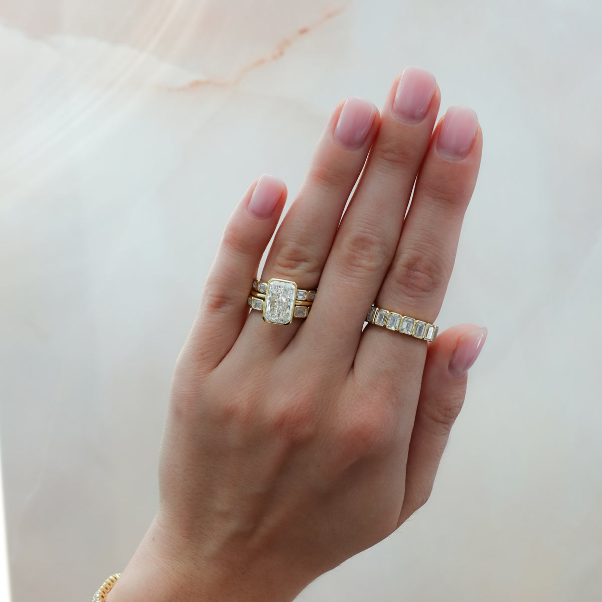 Penumbra Bezel Set Engagement Ring With Elongated Radiant Cut