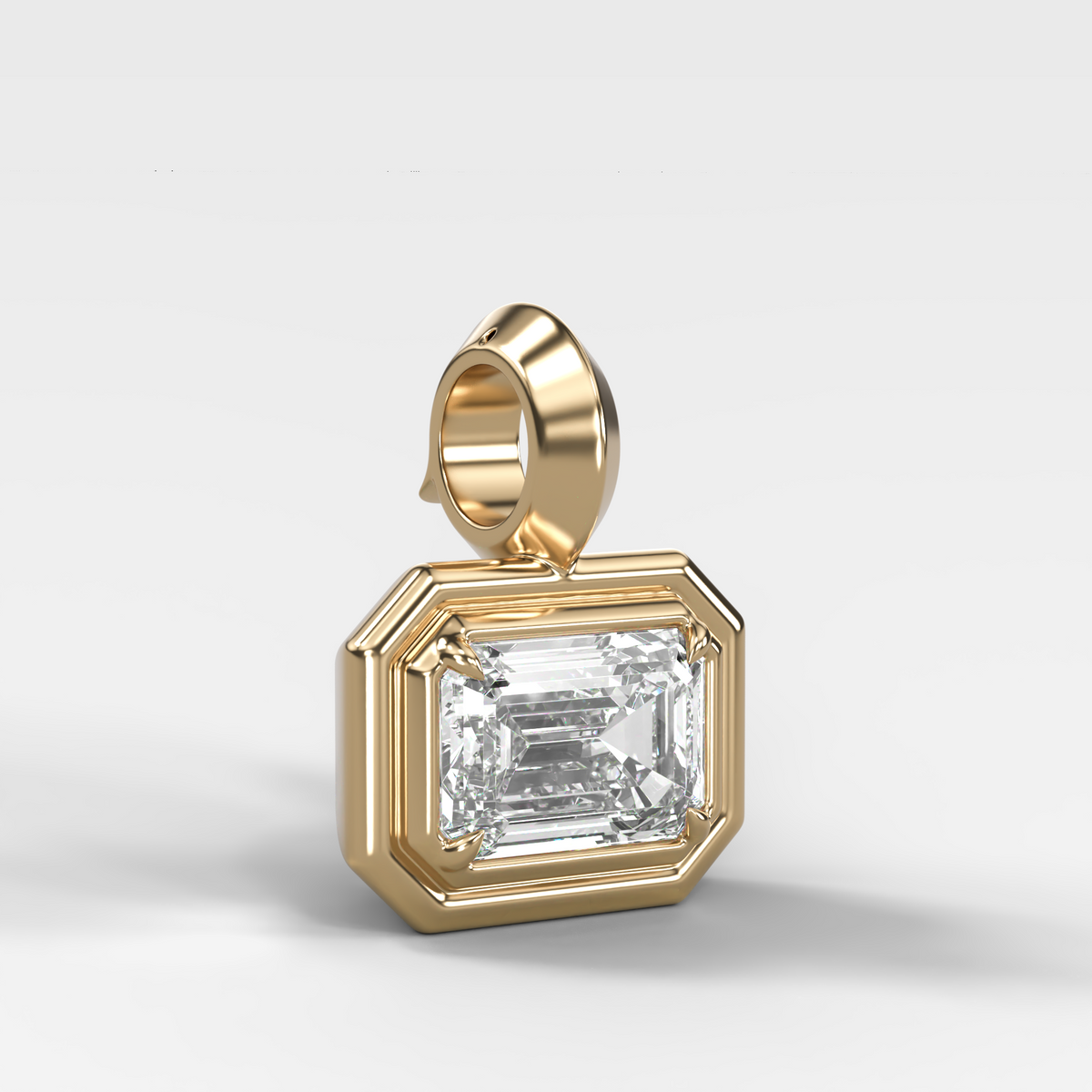 Double Bezel East West Emerald Attachable Diamond Pendant