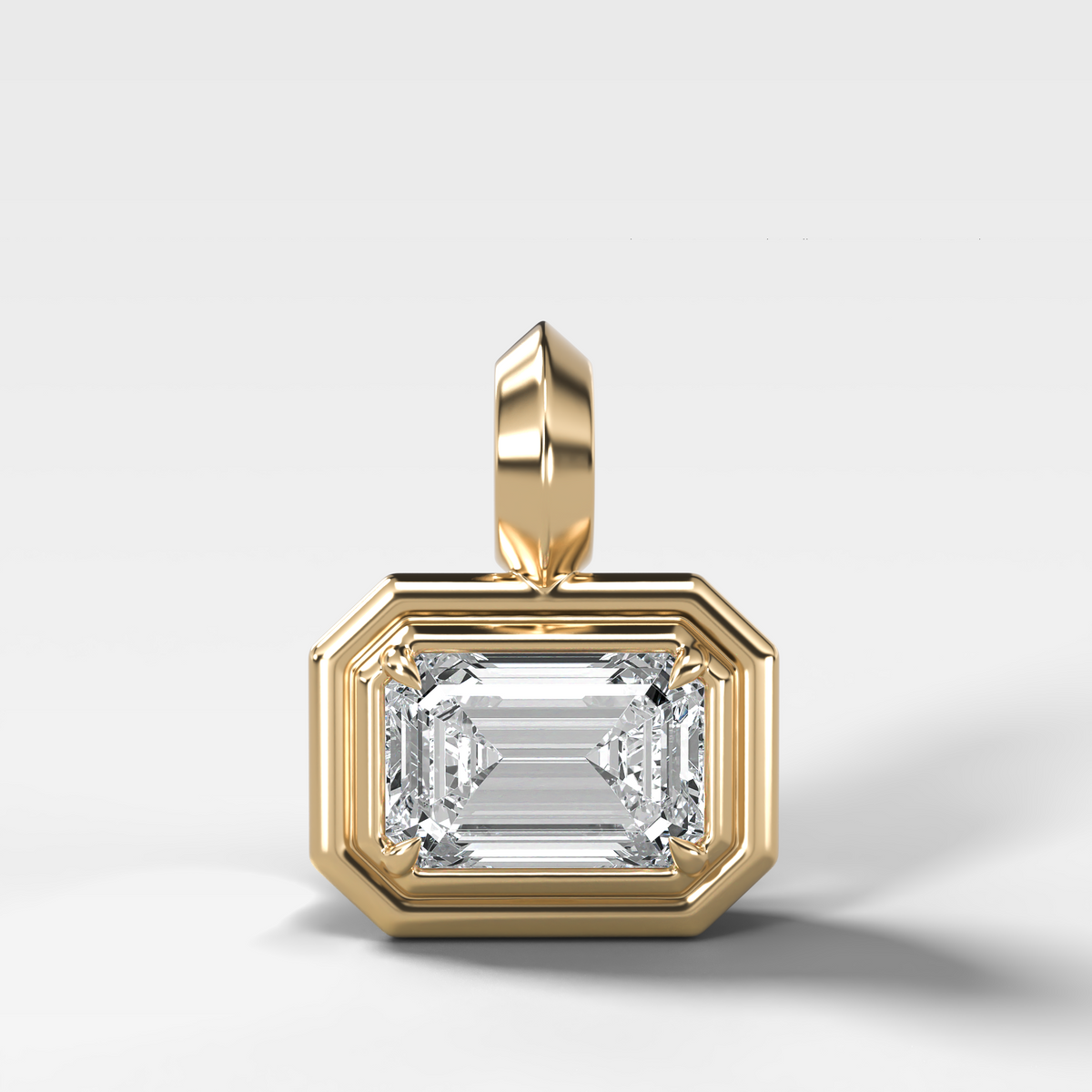 Double Bezel East West Emerald Attachable Diamond Pendant