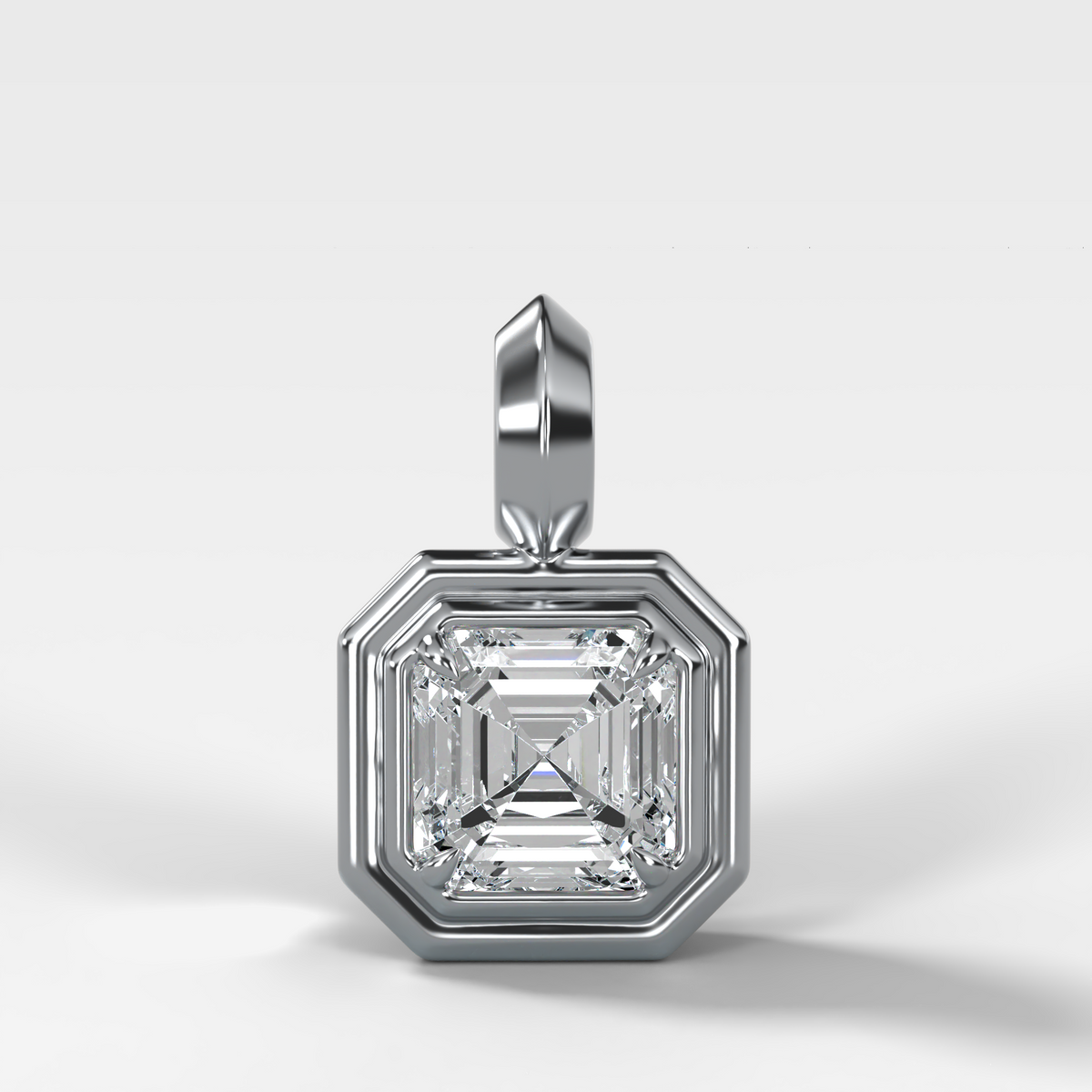 Double Bezel Asscher Attachable Diamond Pendant
