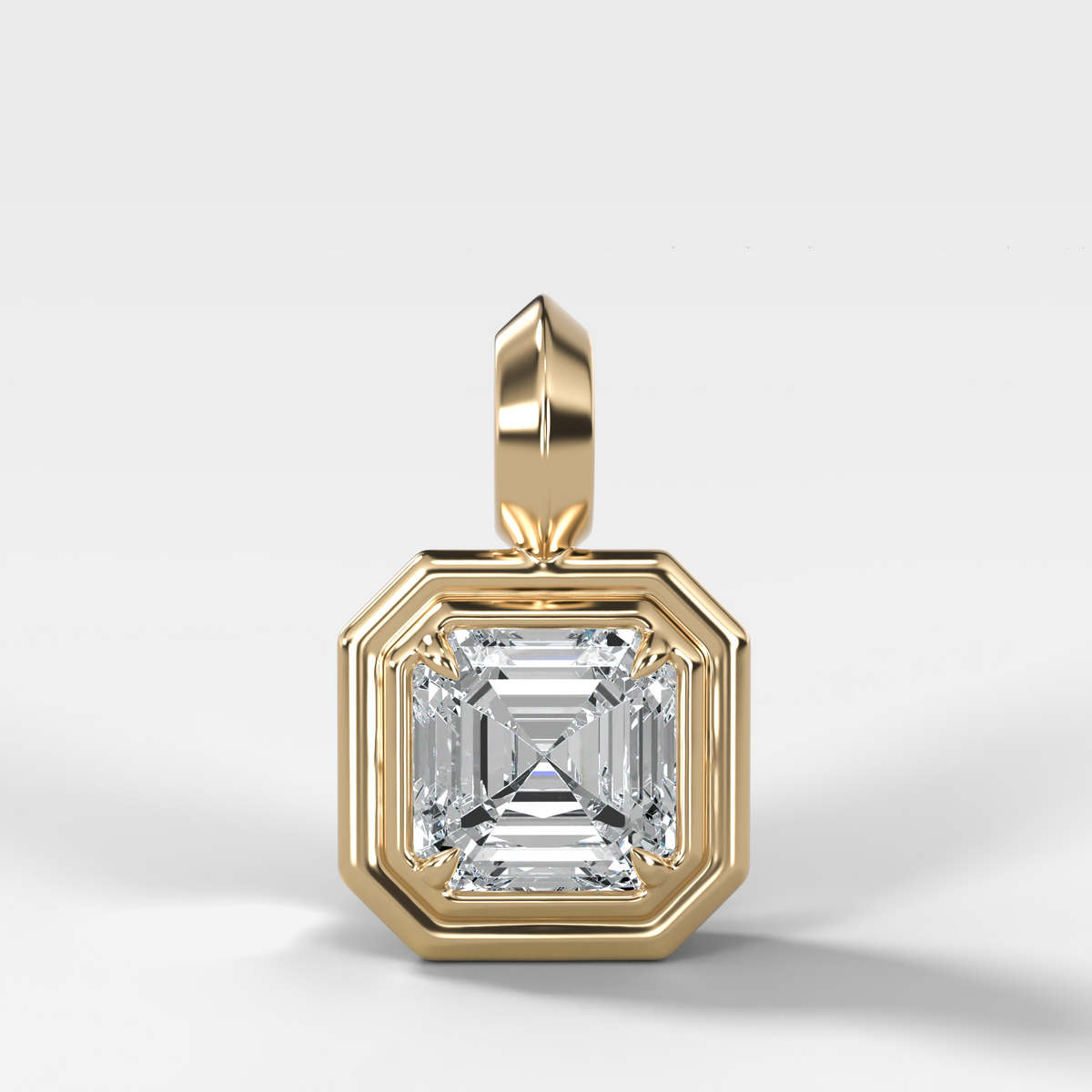 Double Bezel Asscher Attachable Diamond Pendant