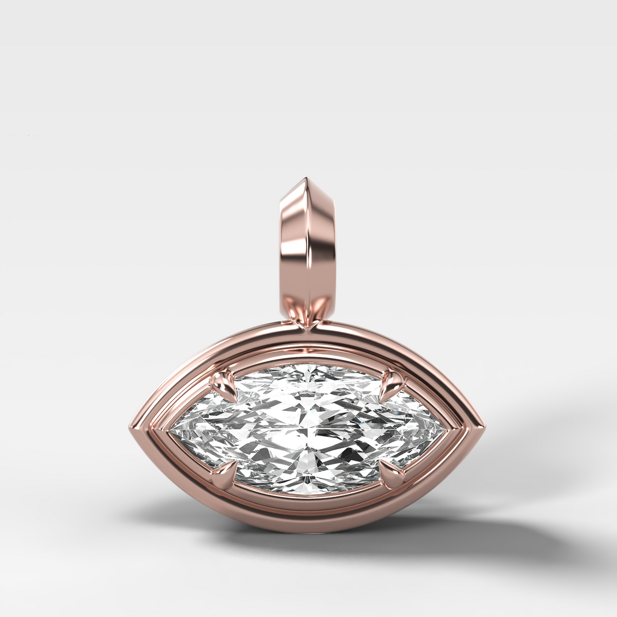 Double Bezel East West Marquise Attachable Diamond Pendant
