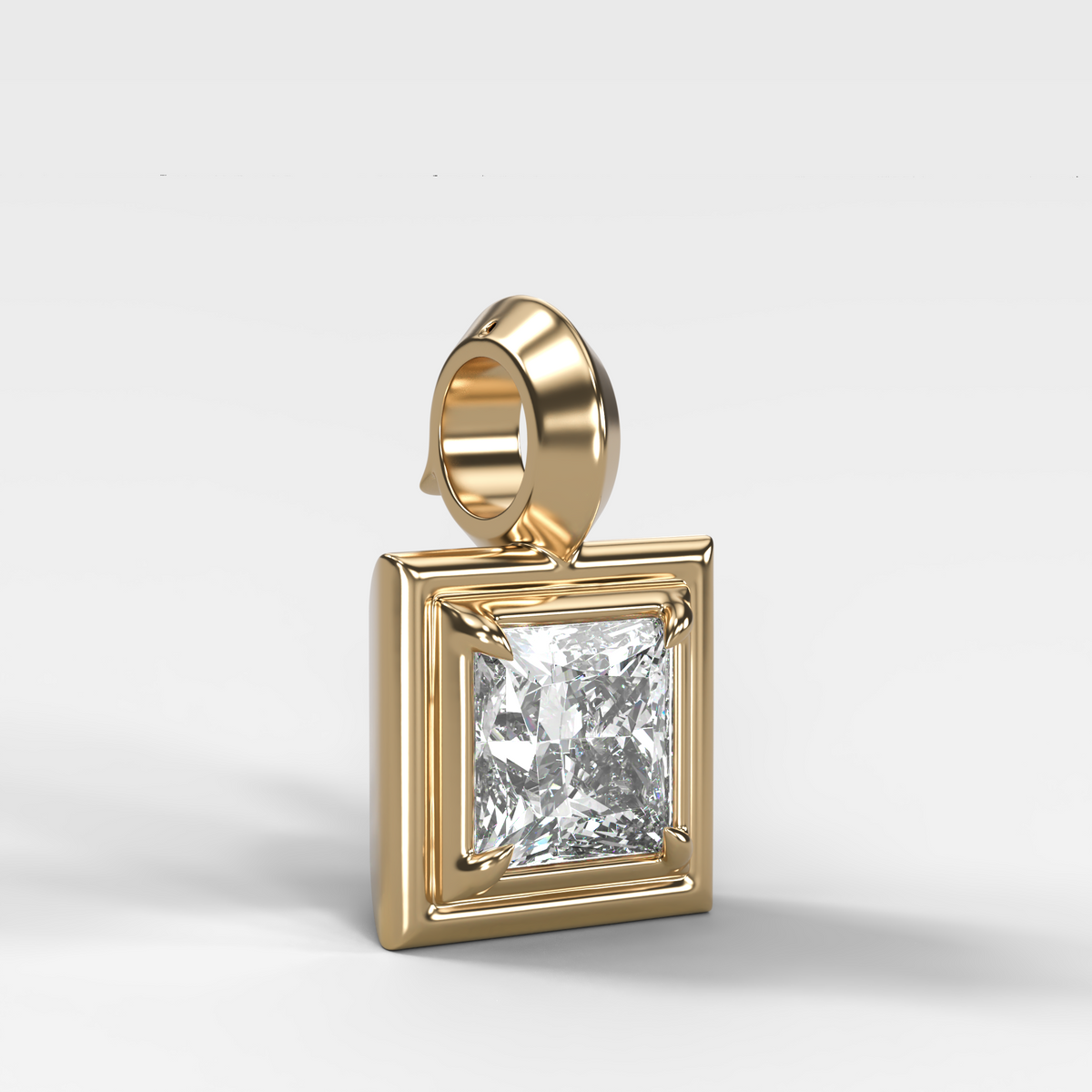 Double Bezel Princess Attachable Diamond Pendant
