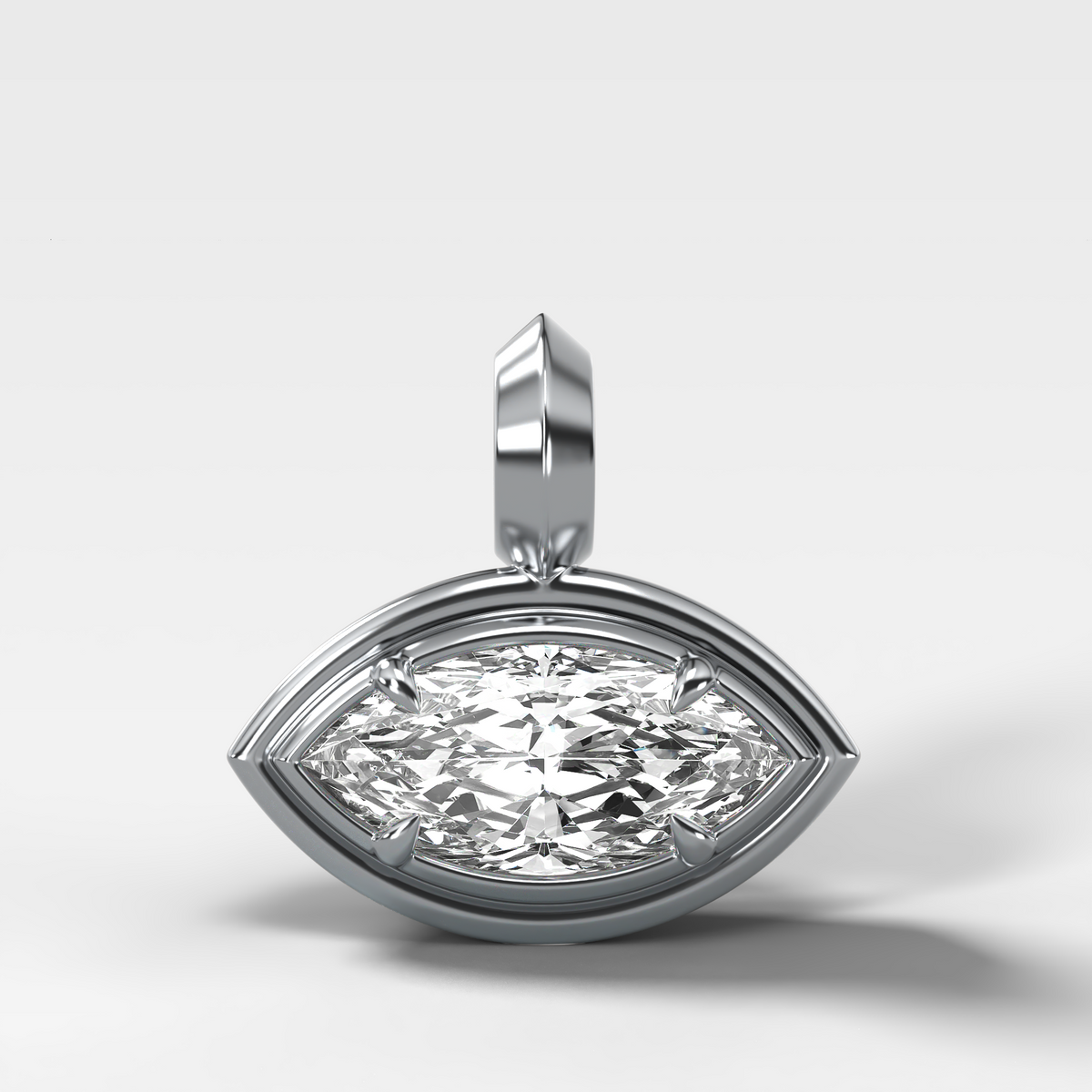 Double Bezel East West Marquise Attachable Diamond Pendant