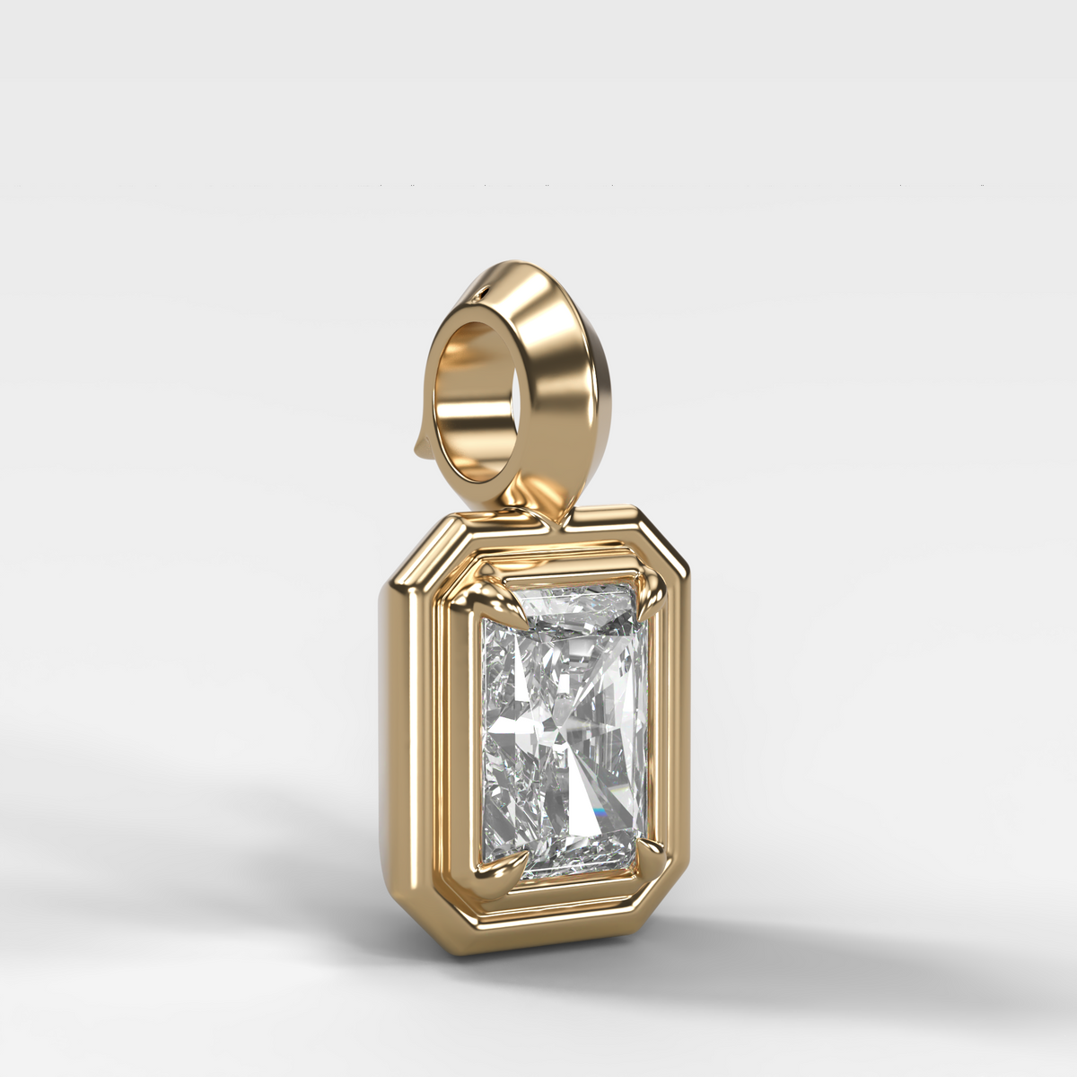 Double Bezel Elongated Radiant Attachable Diamond Pendant