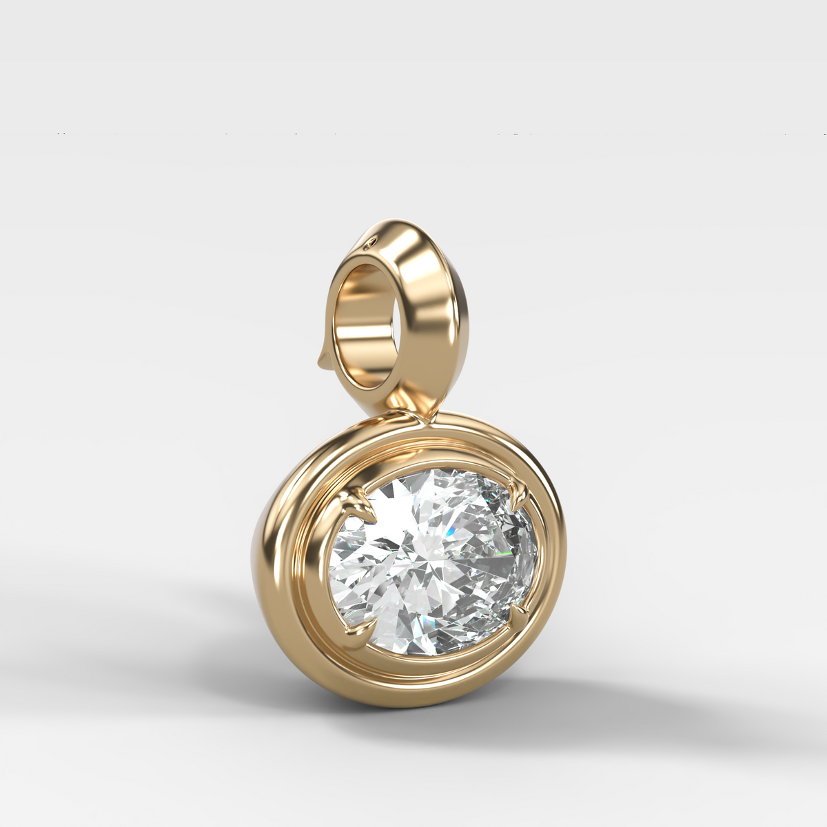 Double Bezel East West Oval Attachable Diamond Pendant