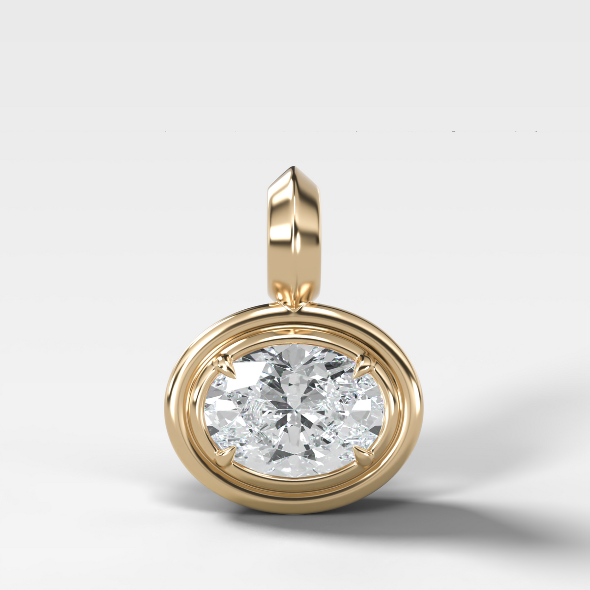Double Bezel East West Oval Attachable Diamond Pendant
