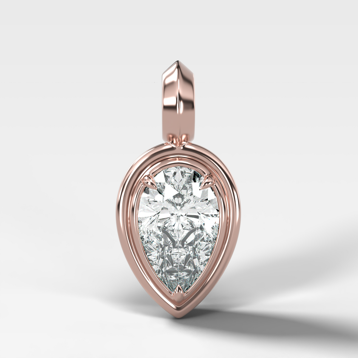 Double Bezel Flipped Pear Attachable Diamond Pendant