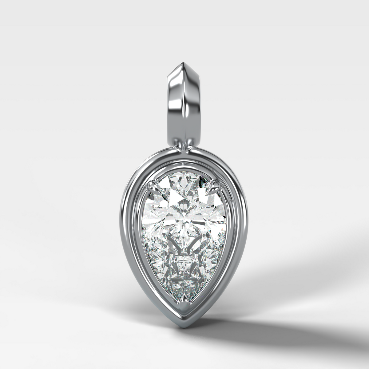 Double Bezel Flipped Pear Attachable Diamond Pendant