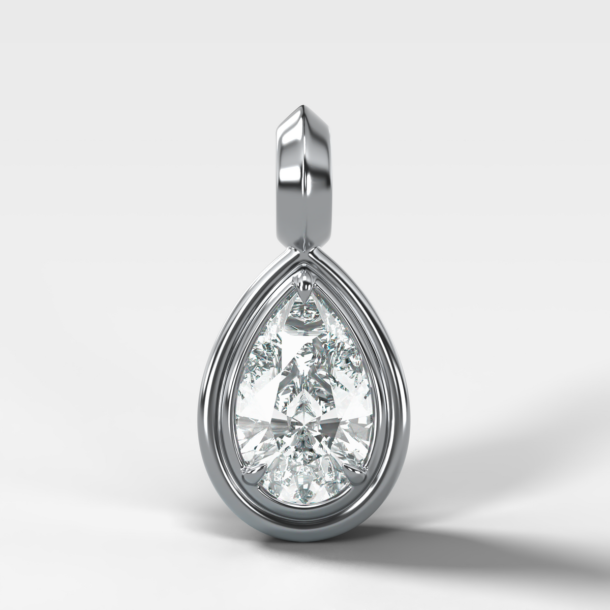 Double Bezel Pear Attachable Diamond Pendant