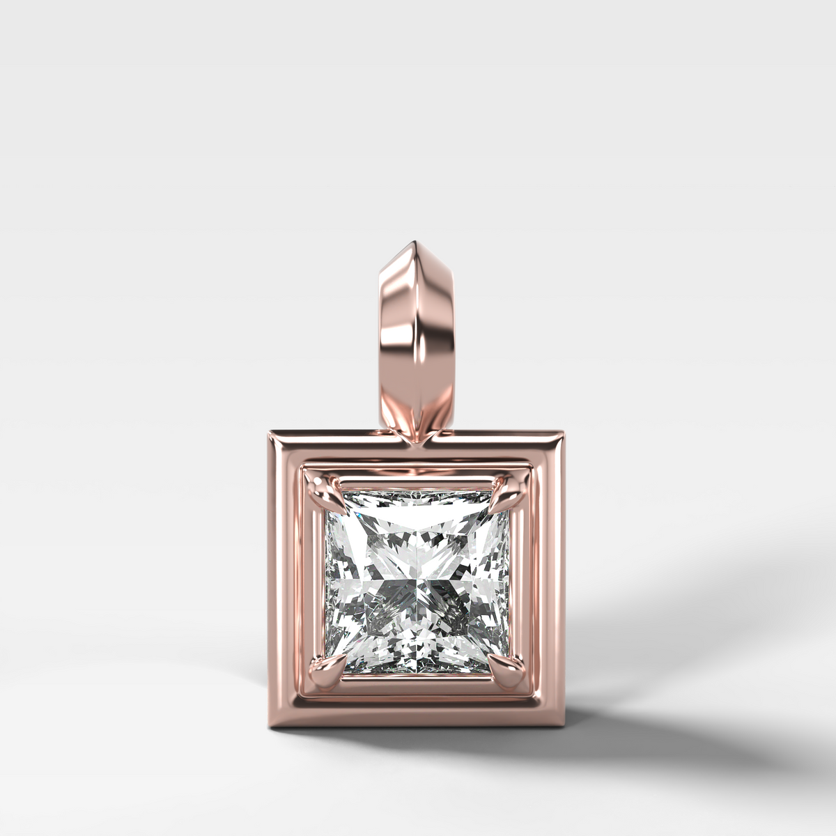 Double Bezel Princess Attachable Diamond Pendant
