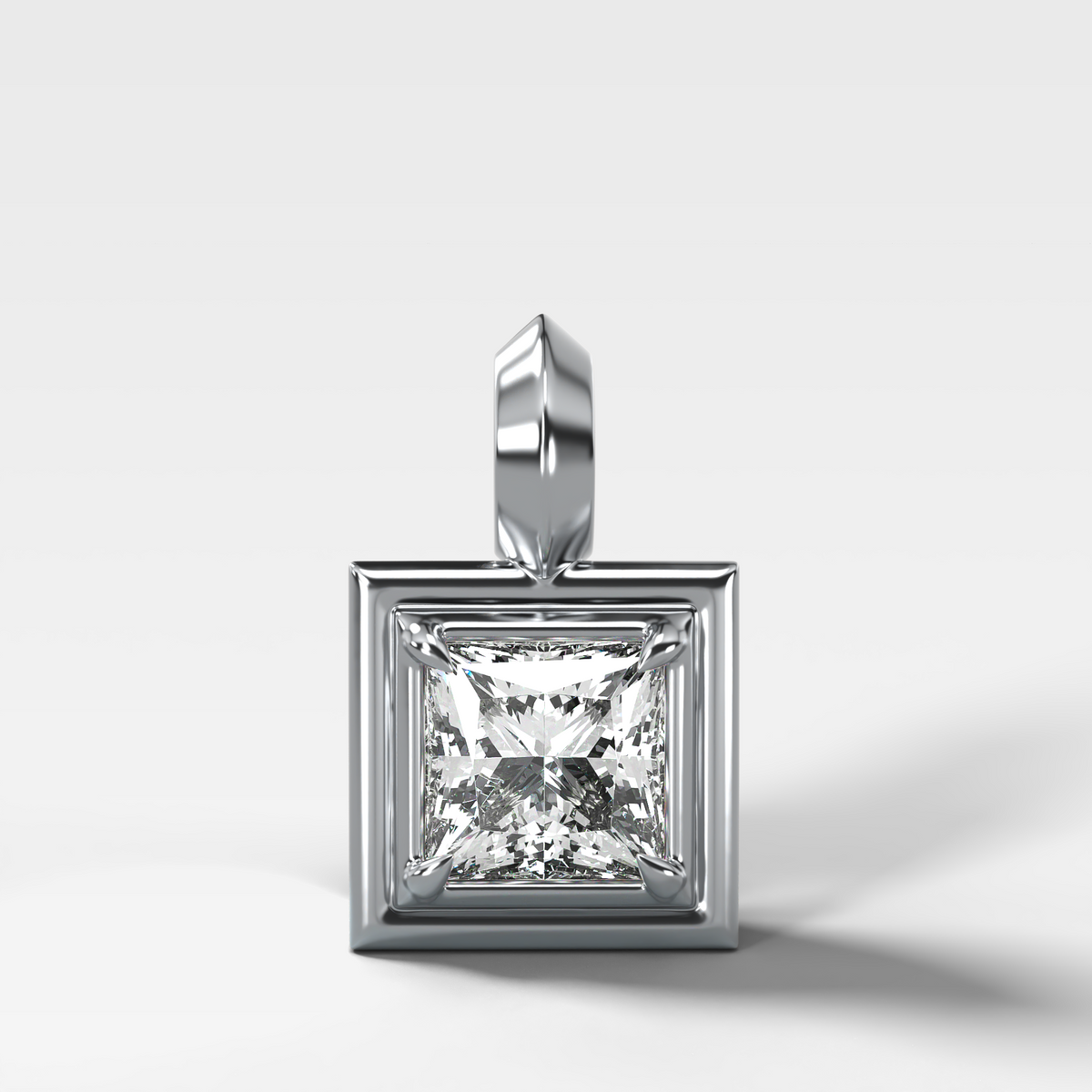 Double Bezel Princess Attachable Diamond Pendant