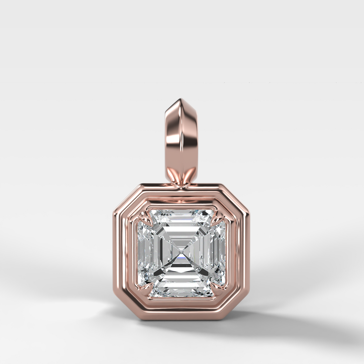 Double Bezel Asscher Attachable Diamond Pendant