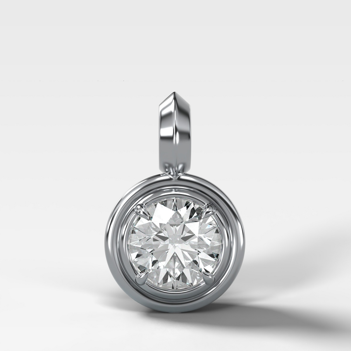 Double Bezel Round Attachable Diamond Pendant