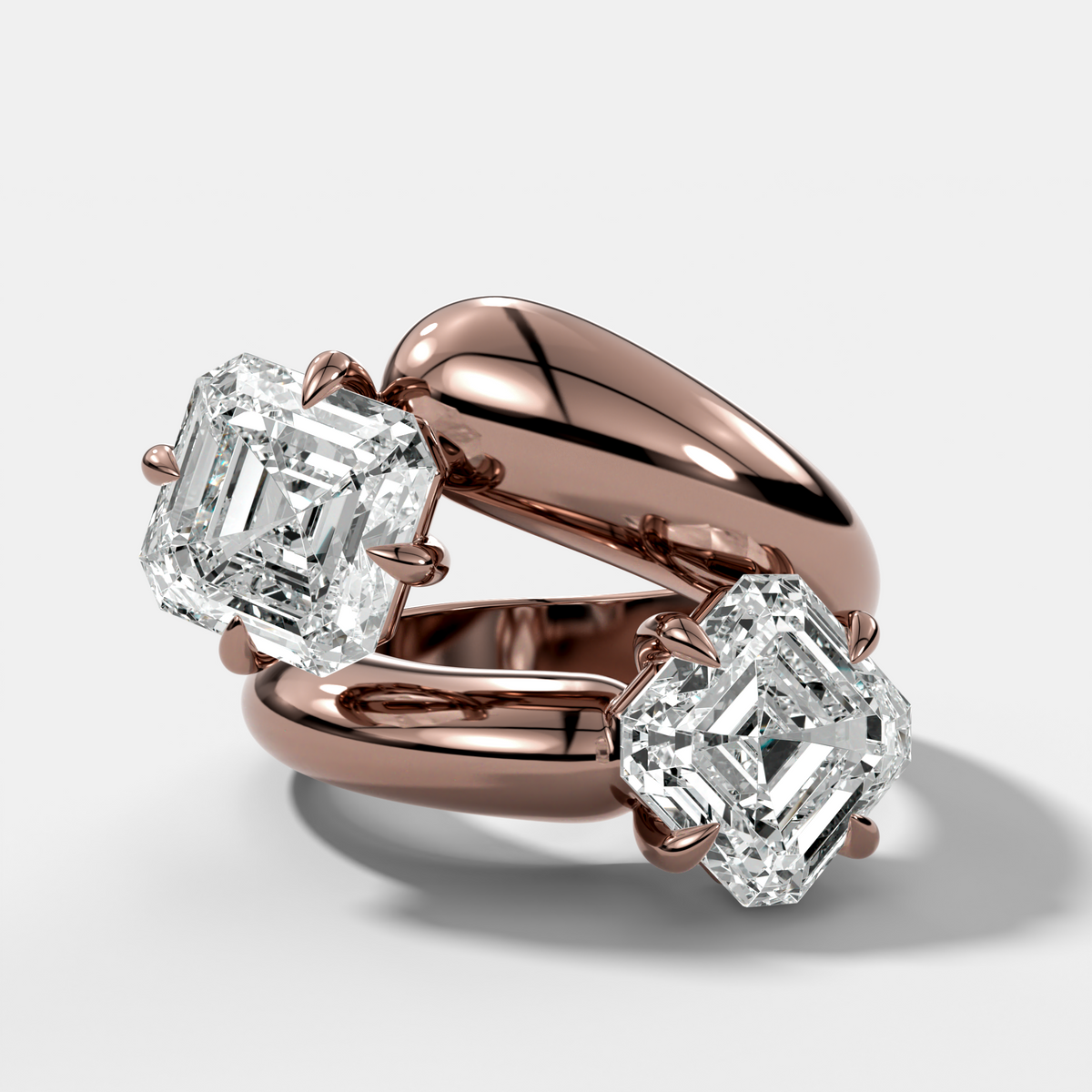 Double Wrap Engagement Ring with Asscher Cut Diamonds 6CTW