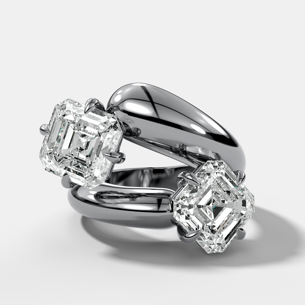 Double Wrap Engagement Ring with Asscher Cut Diamonds 6CTW
