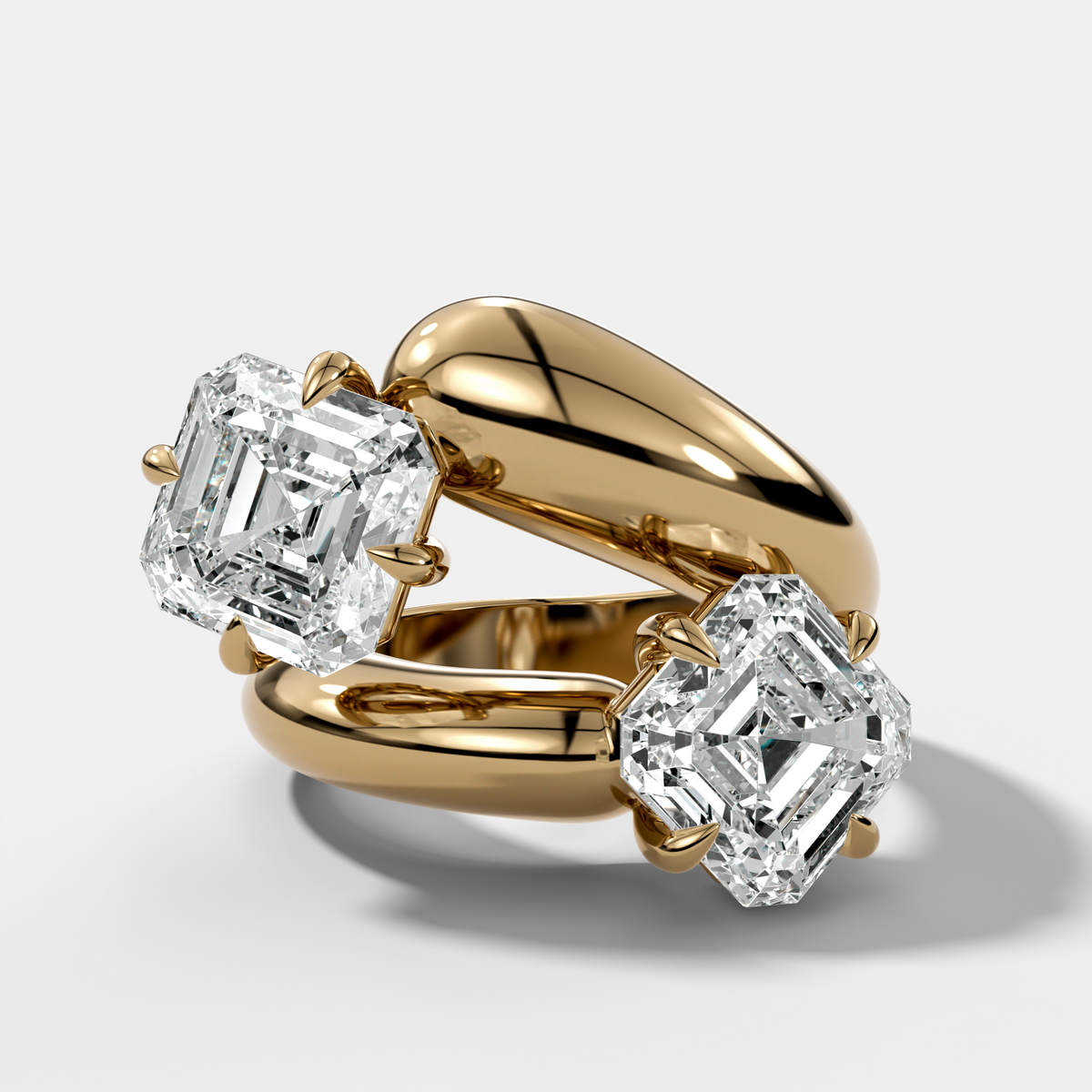 Double Wrap Engagement Ring with Asscher Cut Diamonds 6CTW