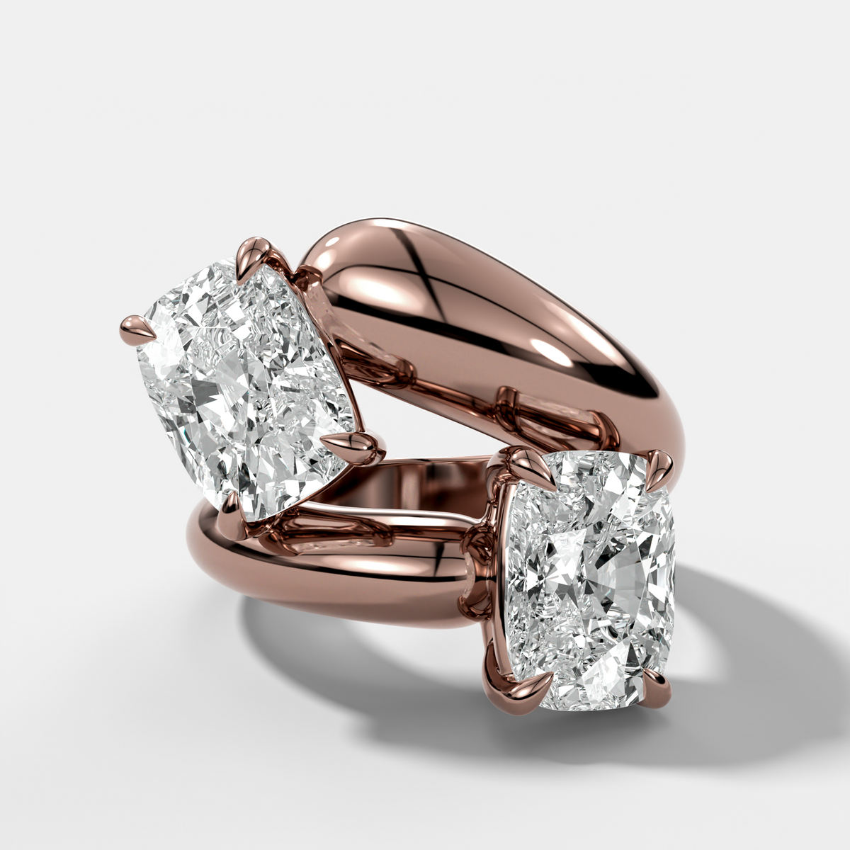 Double Wrap Engagement Ring with Elongated Cushion Cut Diamonds 6CTW