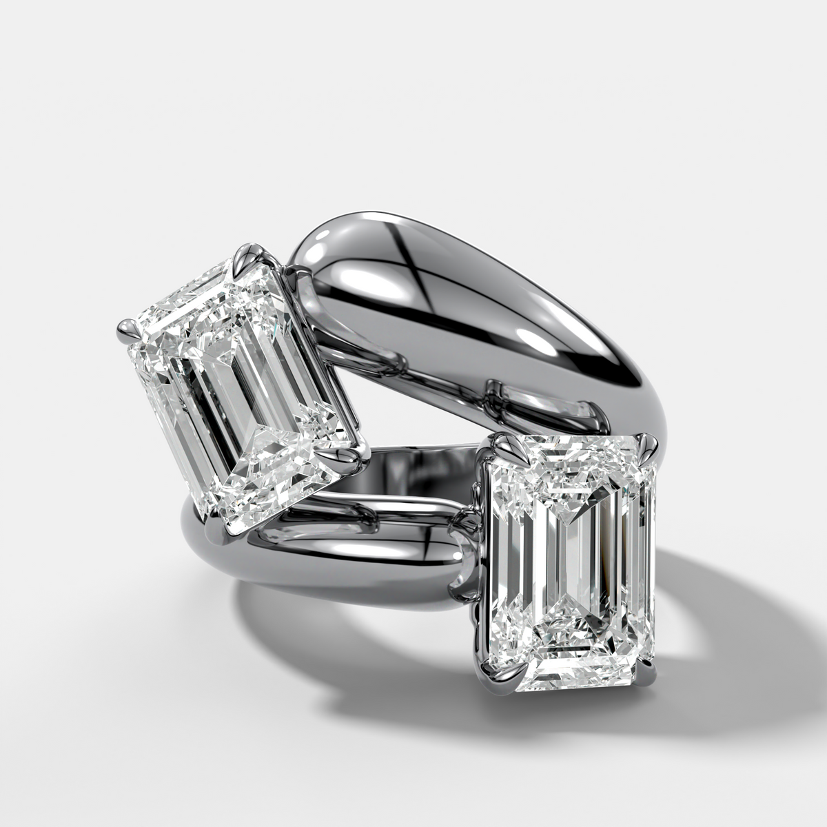 Double Wrap Engagement Ring with Emerald Cut Diamonds 6CTW