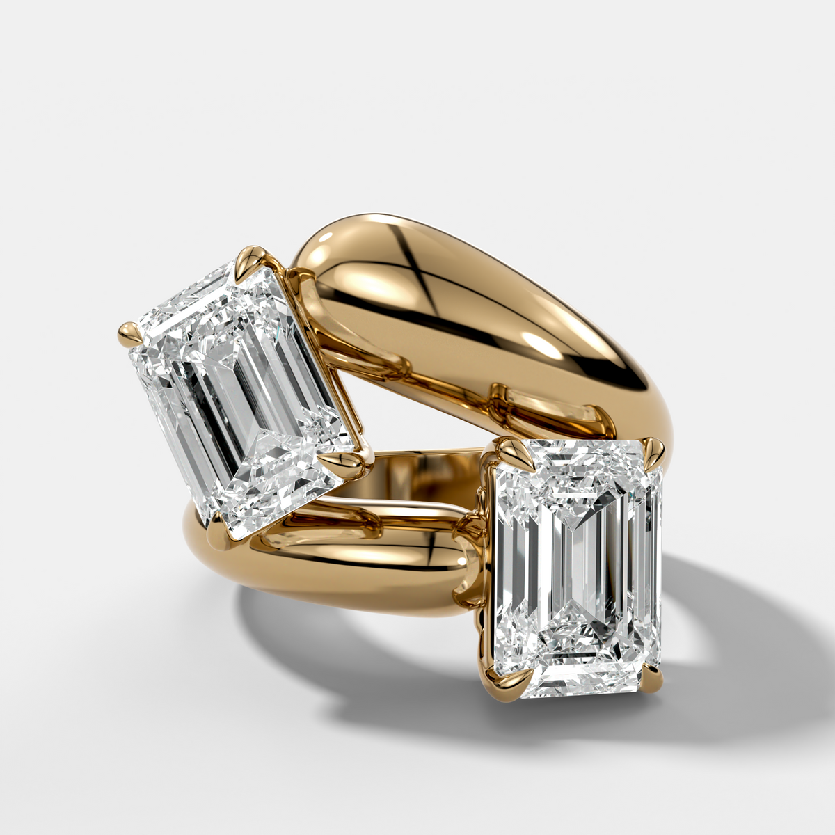 Double Wrap Engagement Ring with Emerald Cut Diamonds 6CTW
