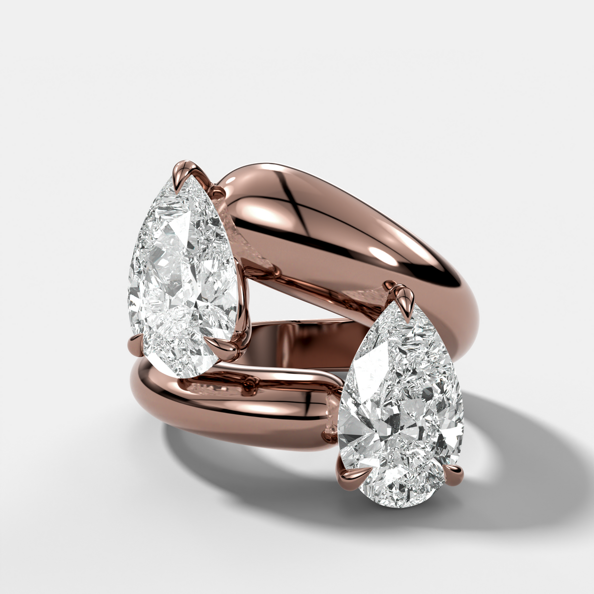 Double Wrap Engagement Ring with Pear Cut Diamonds 6CTW